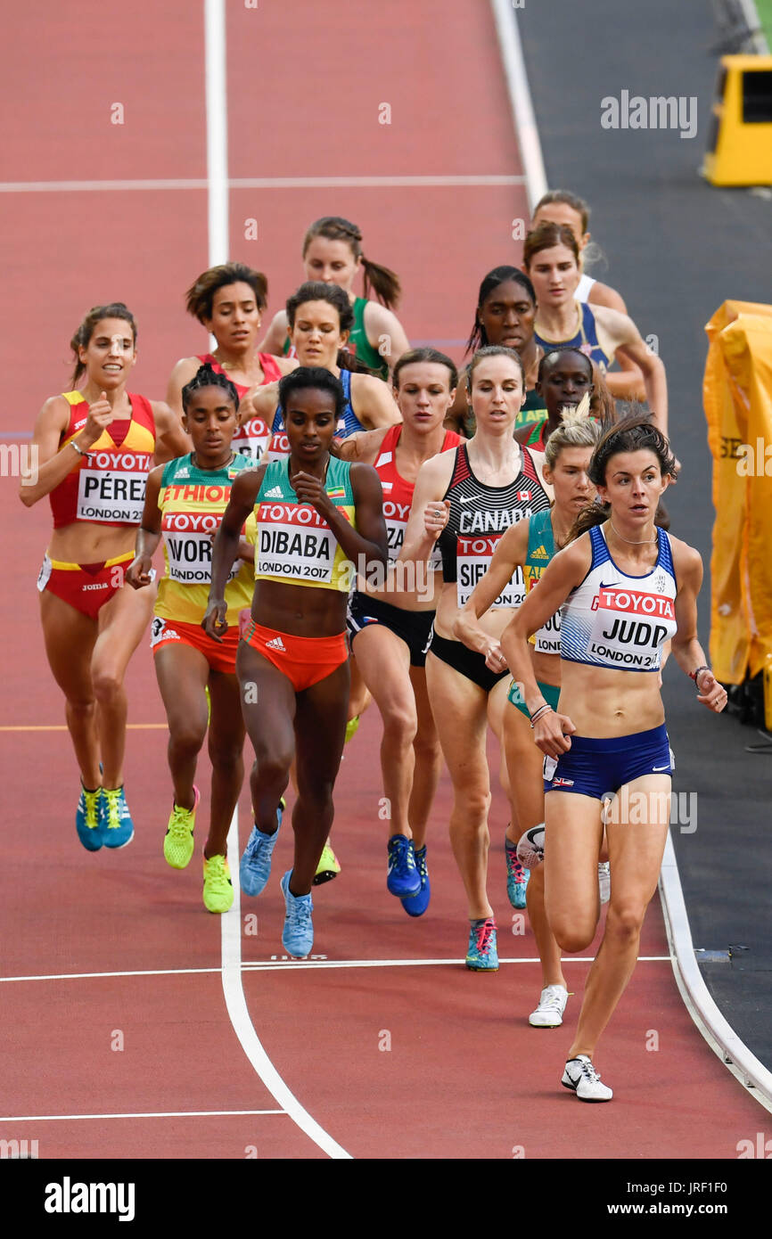 London, UK.  4. August 2017.  Jessica Judd, GB, während die 1.500 m Qualifikationsrunde im London Stadium in der IAAF Weltmeisterschaften London 2017, beim ersten Tag der Sitzung am Abend.  Bildnachweis: Stephen Chung / Alamy Live News Stockfoto