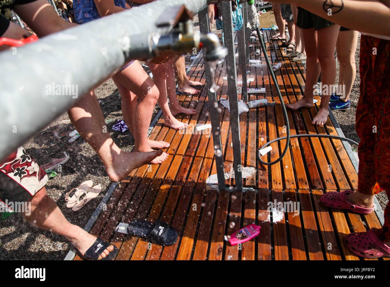 Kostrzyn nad Odra, Polen 4. August 2017 Polen Woodstock-Festival ist das größte Musikfestival in Polen. Kostrzyn zieht jedes Jahr etwa 200 Tausend Menschen. Magda Pasiewicz/Alamy Live-Nachrichten Stockfoto