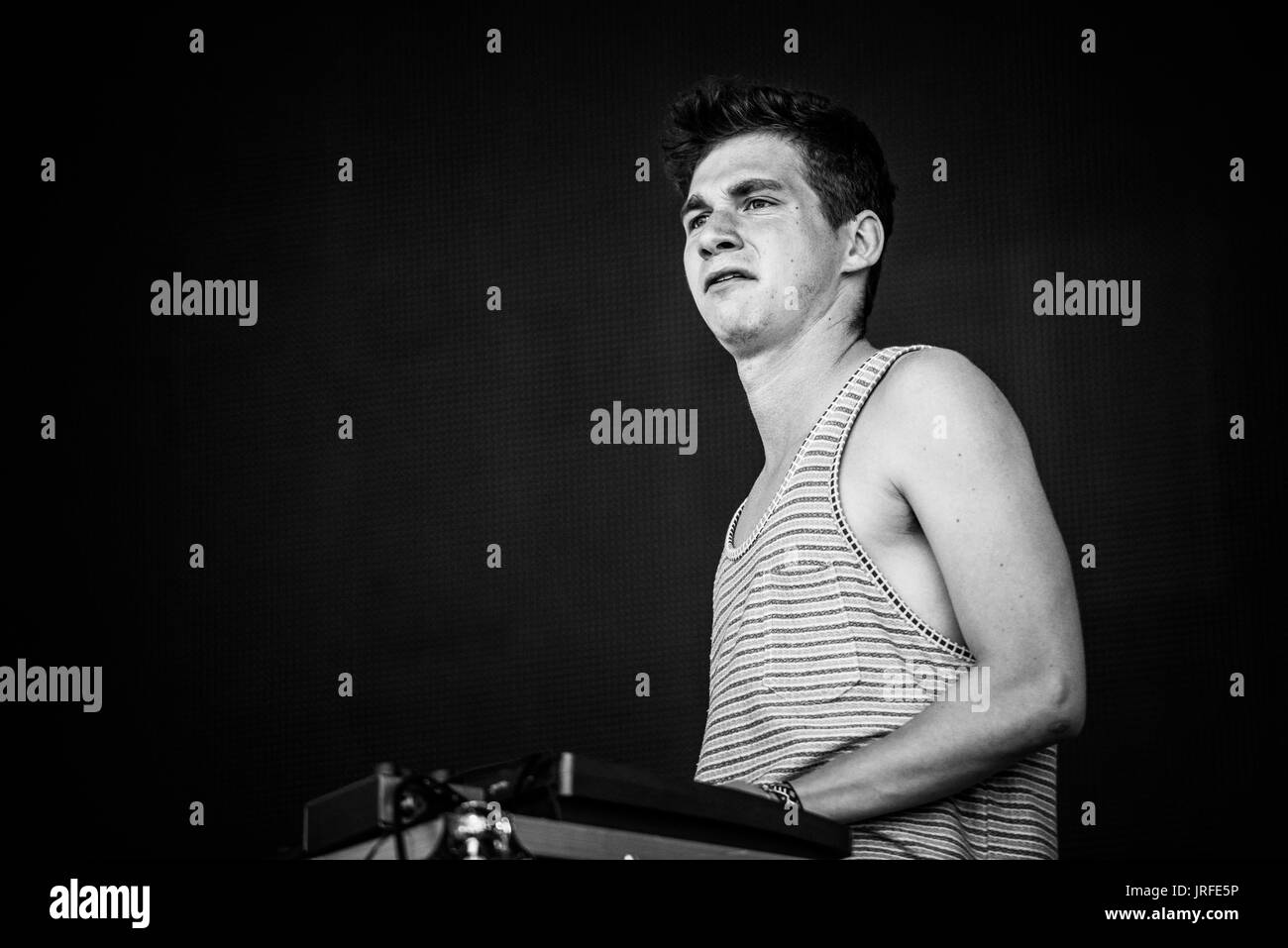 Juda und der Löwe bei einem Musikfestival in British Columbia Kanada in Schwarz und Weiß. Stockfoto