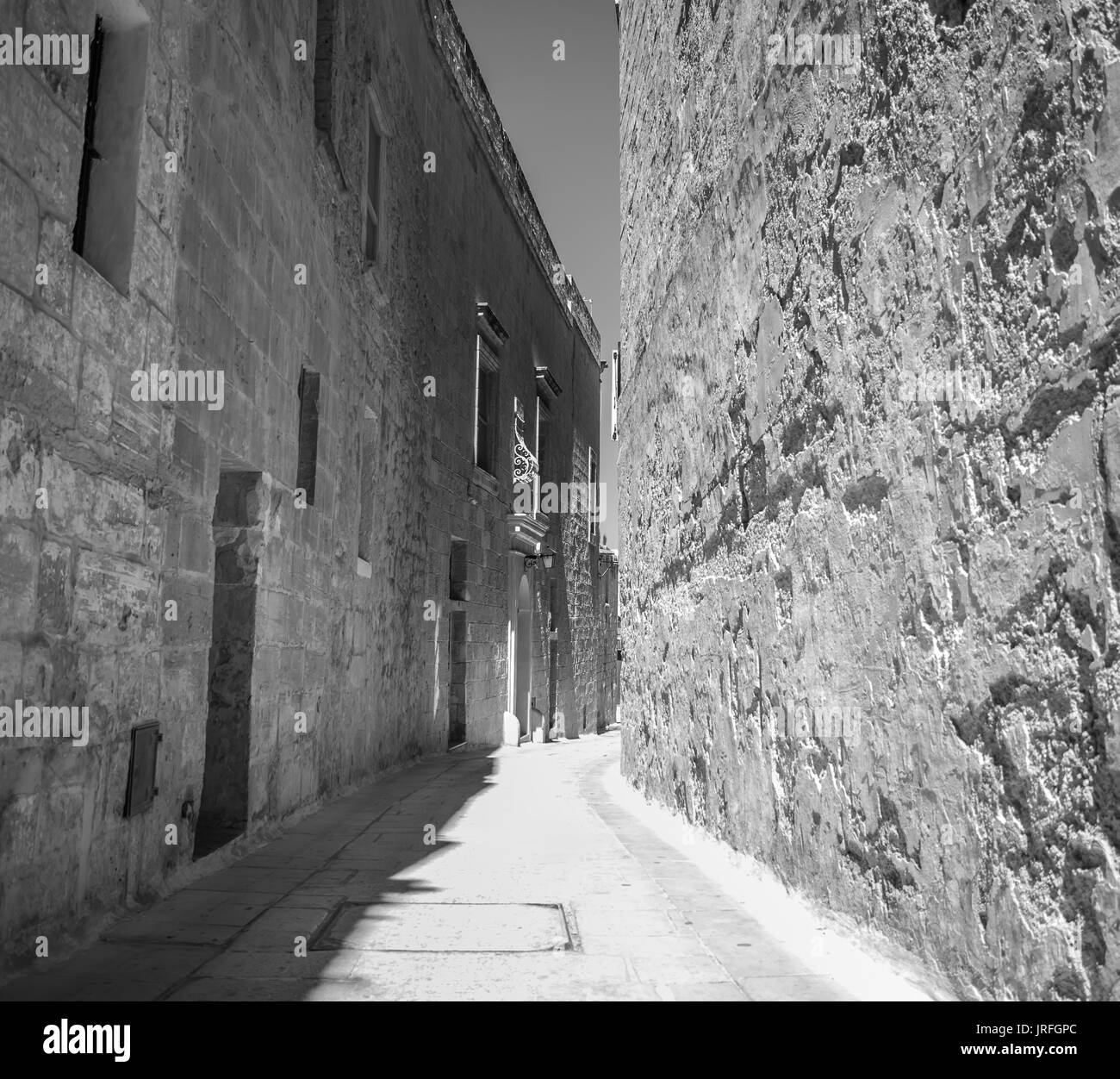 Historische Straße in Mdina (Malta). Stockfoto