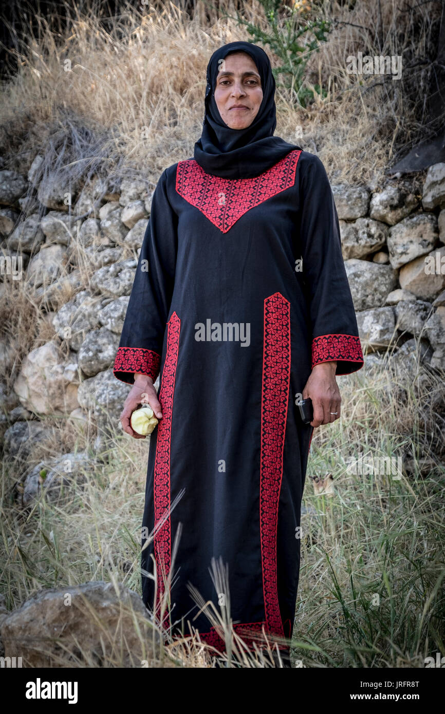 Porträt eines furchtlosen palästinensischen Frau von Hebron, West Bank, besetzten Gebieten, Palästina Stockfoto