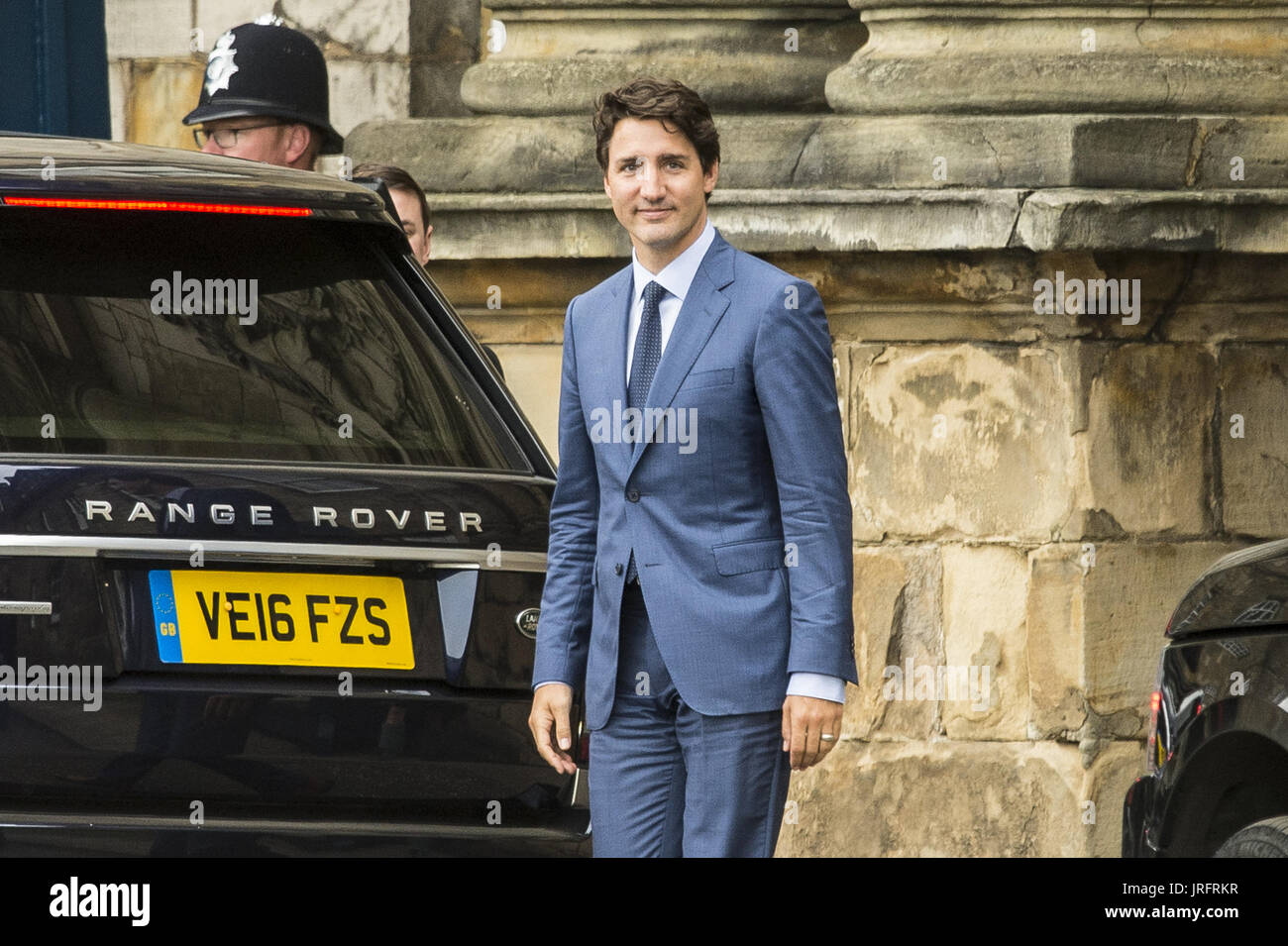 Der kanadische Premierminister verlässt nach einem Treffen mit Königin Elzabeth II in Edinburgh Holyrood Palace.  Mitwirkende: Justin Trudeau wo: Edinburgh, Vereinigtes Königreich bei: Kredit-5. Juli 2017: Euan Cherry/WENN.com Stockfoto