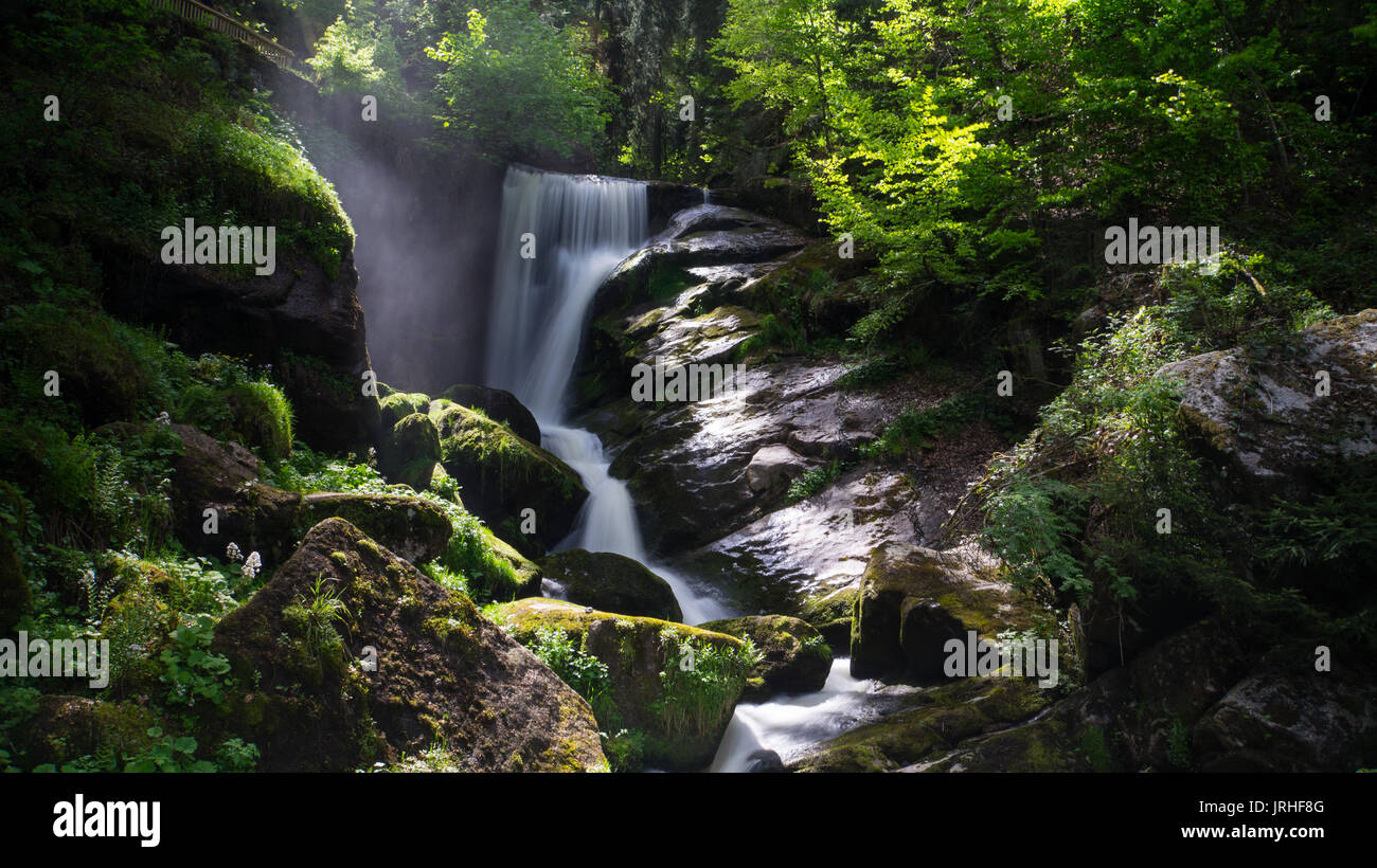 Schwarzwald - Triberg Wasserfall mit Dampf und mystische Stimmung Stockfoto