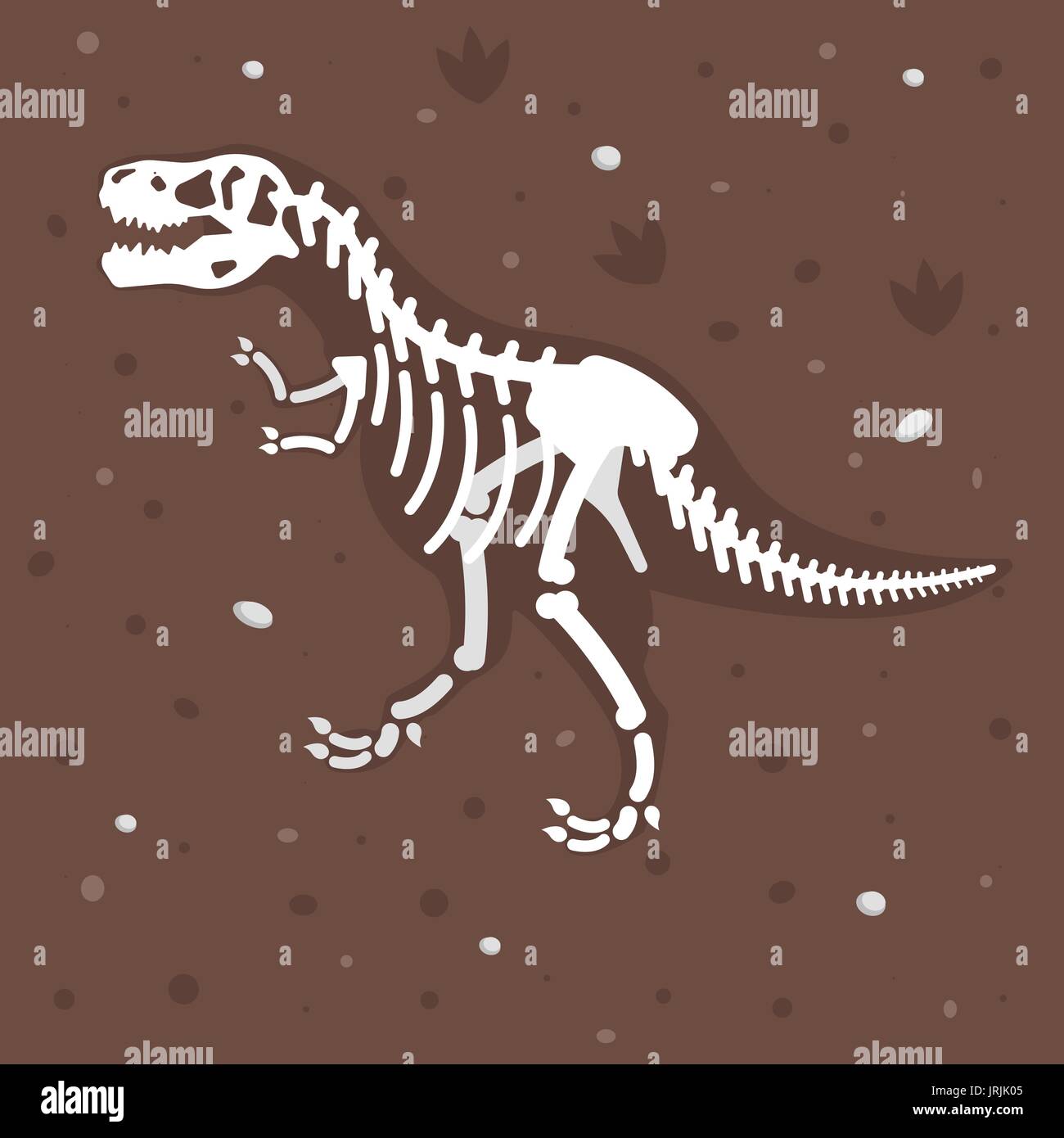 Flache Vektorgrafik von Dinosaurier-Skelett in den Boden. Prähistorische Raubtier - Tyrannosaurus Rex. Stock Vektor