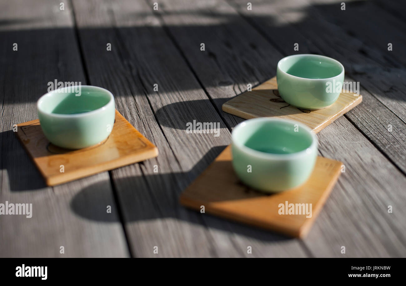Traditionelle chinesische Teezeremonie Stockfoto