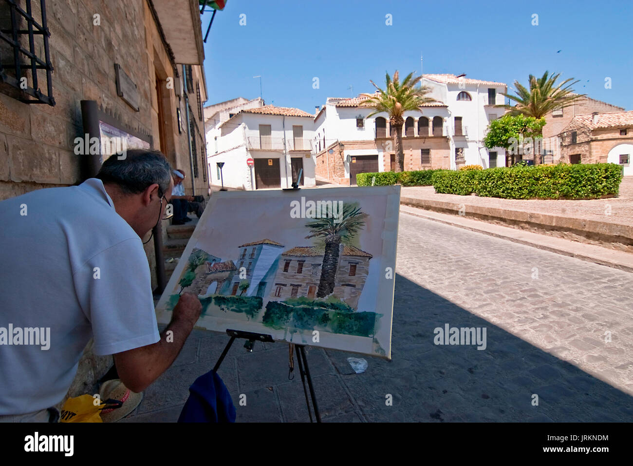 Maler malen ein Quadrat von La Florida, Jaen, Spanien Stockfoto