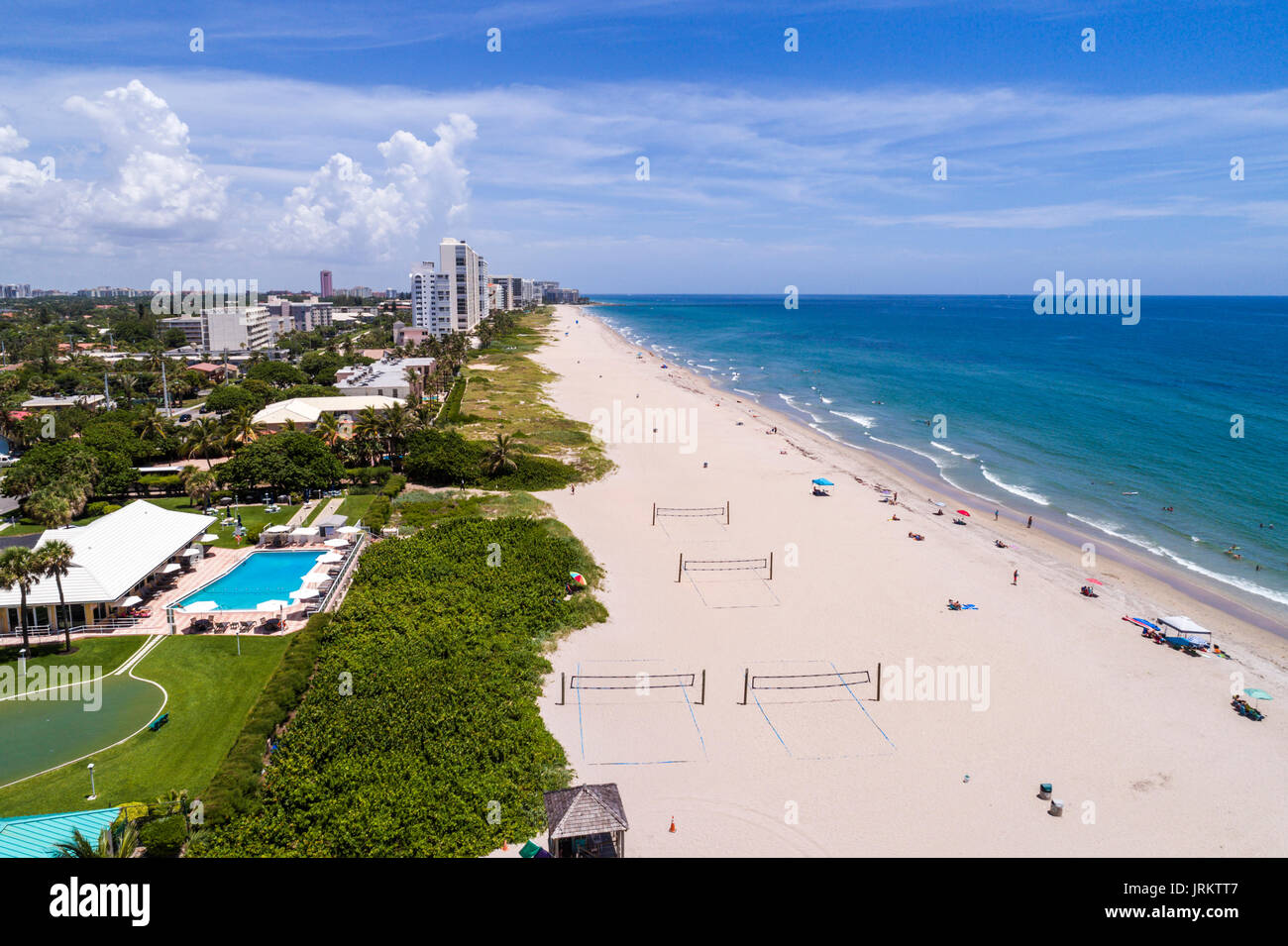 Florida, Deerfield Beach, Atlantischer Ozean, Sand, Luftaufnahme von oben, FL170728d12 Stockfoto