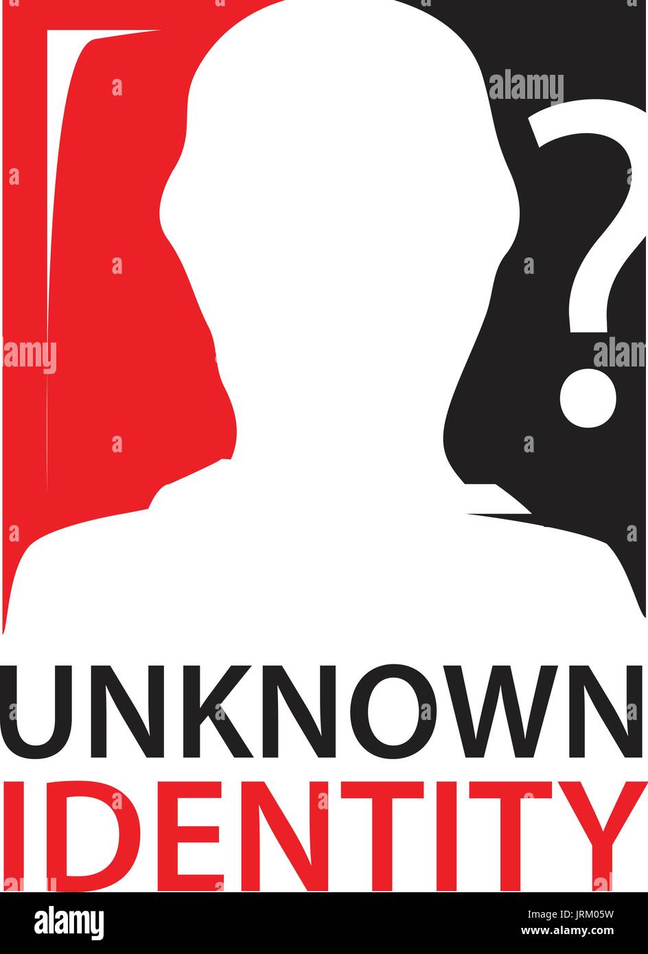 unbekannte Identität Schild mit Silhouette einer Person im Rechteck mit Fragezeichen Stock Vektor