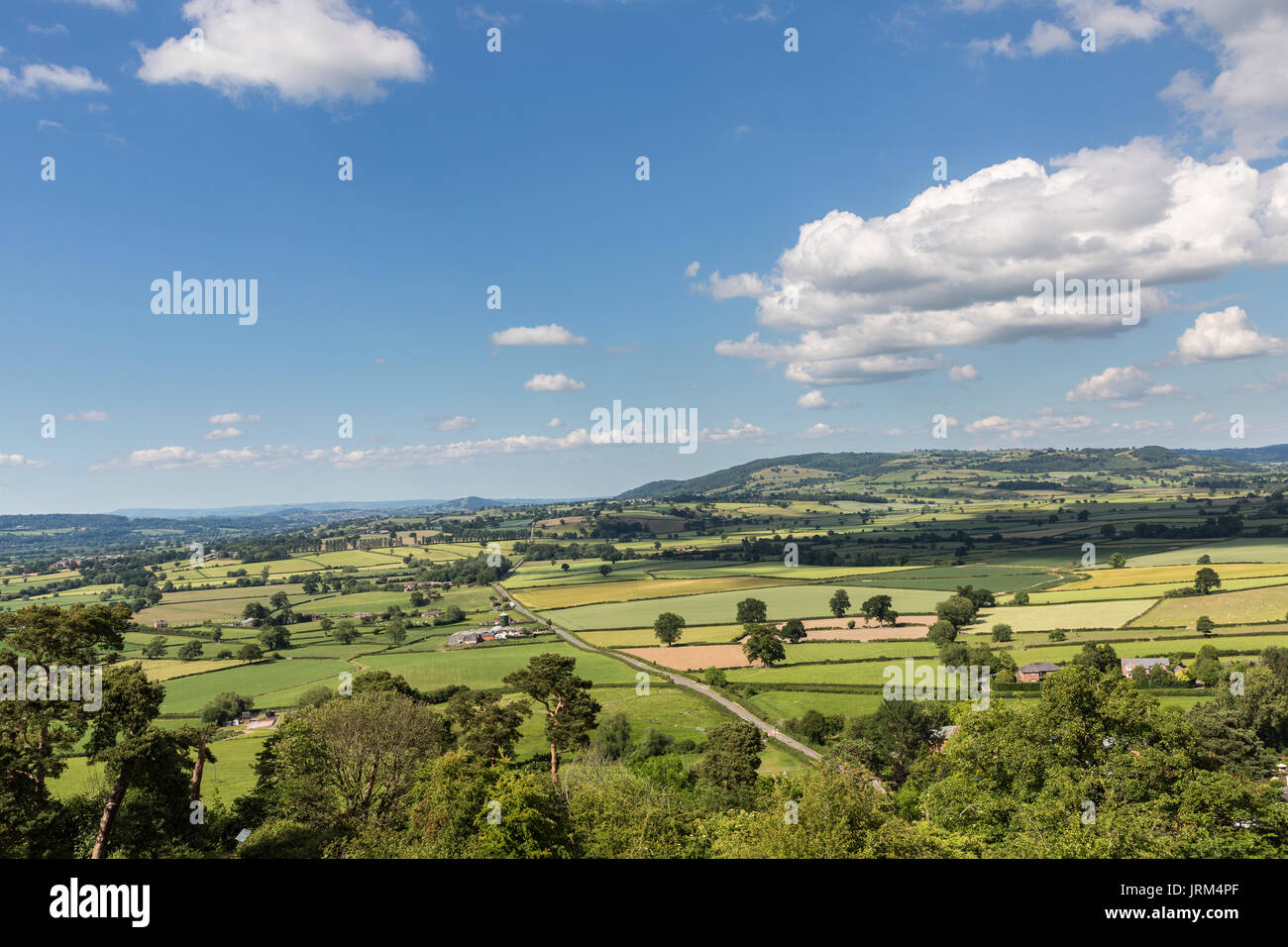 Herrlicher Blick von der Burgruine, Montgomery, Powys, Wales, Großbritannien Stockfoto