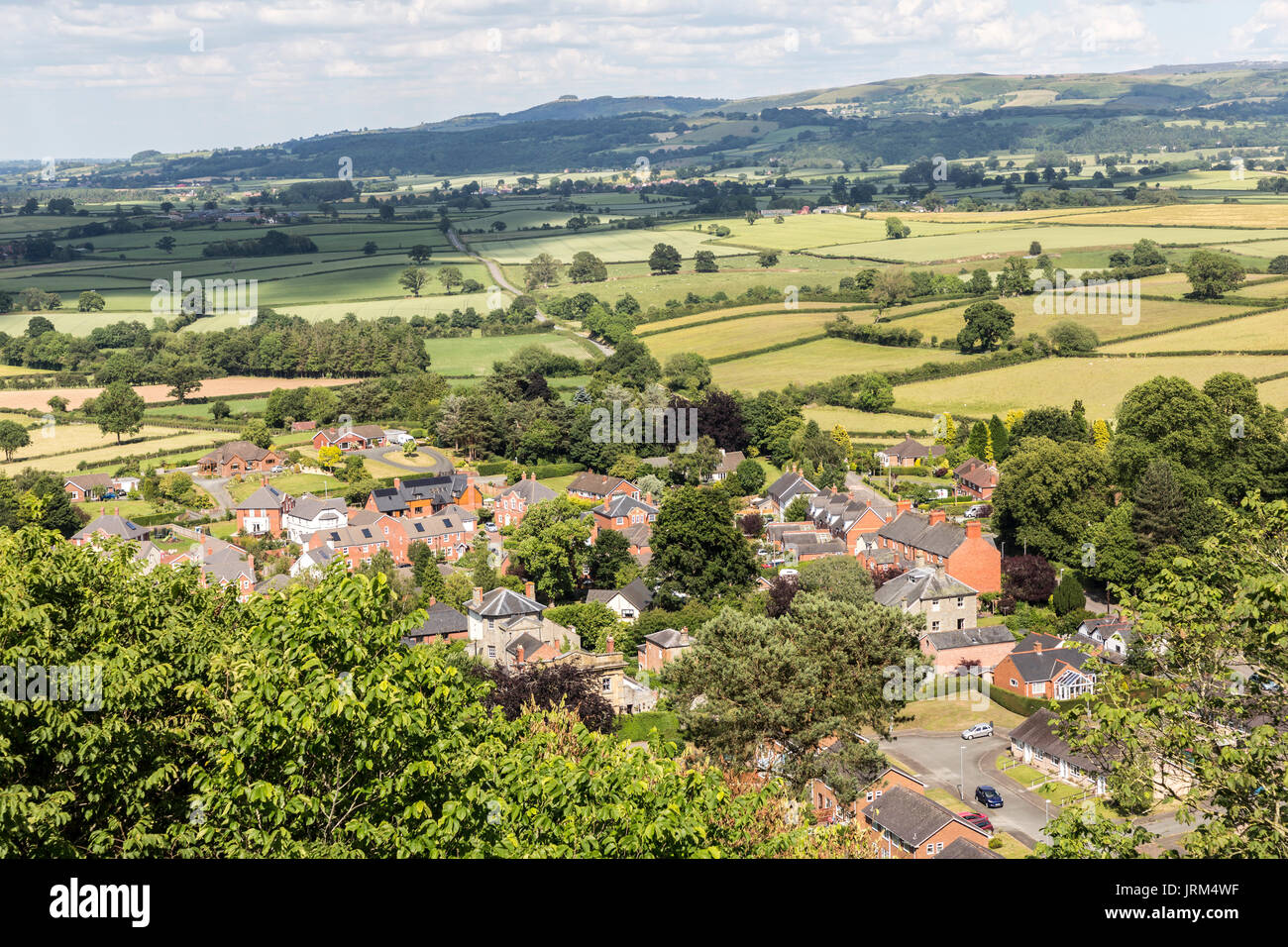 Montgomery Blick vom Schloss, Powys, Wales, Großbritannien Stockfoto