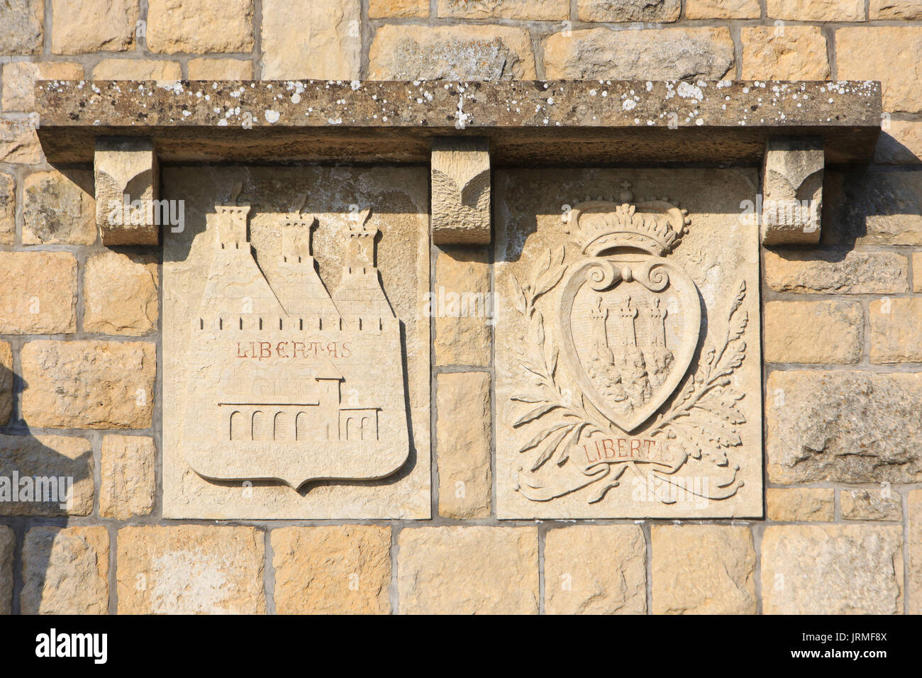 Das Wappen von San Marino Stockfoto