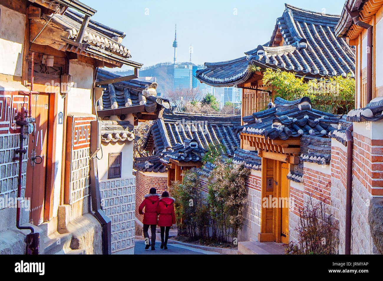 Das Dorf Bukchon Hanok, traditionelle koreanische Architektur in Seoul, Korea Stockfoto