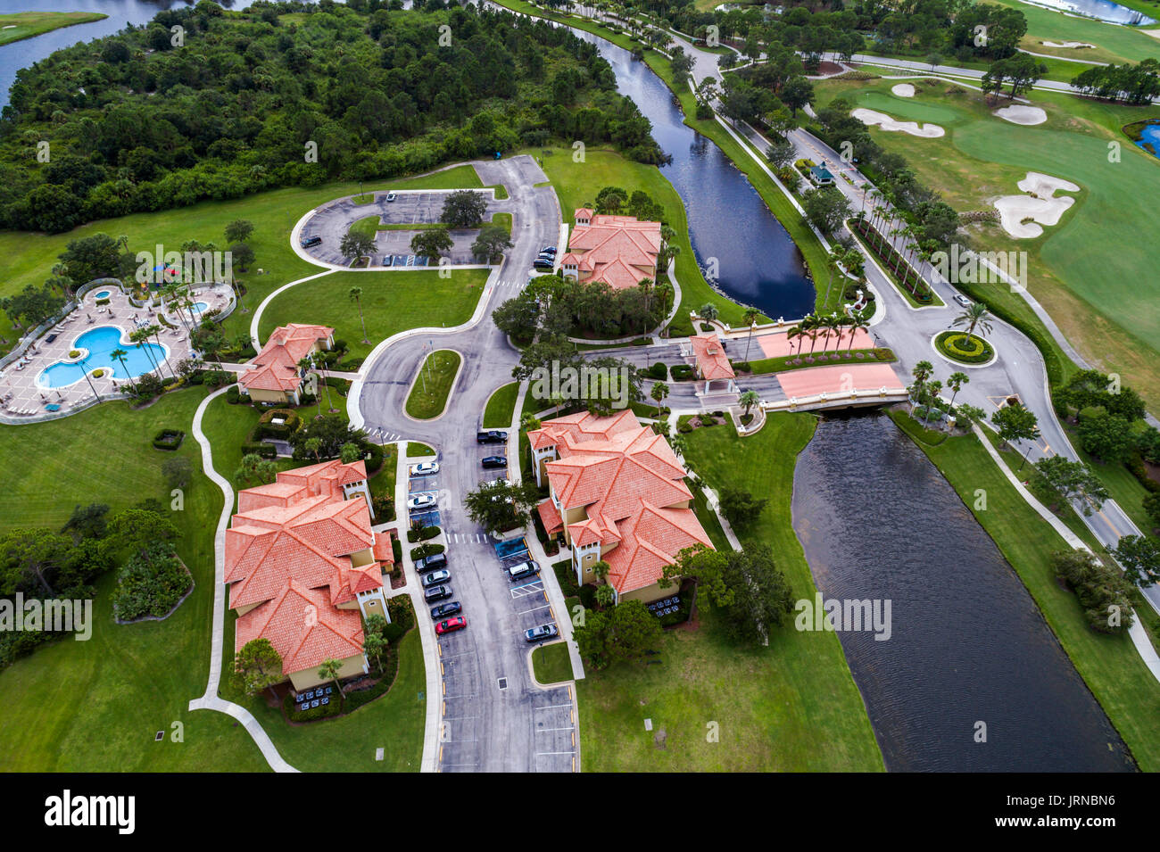 Florida, Port Saint St. Lucie West, Sheraton PGA Vacation Resort, Luftaufnahme von oben, FL170728d66 Stockfoto