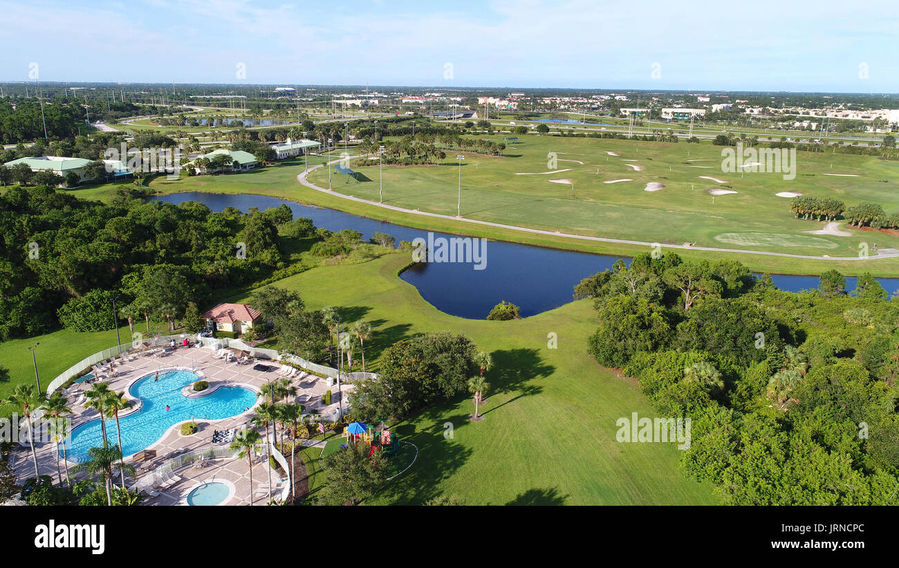Florida, Port Saint St. Lucie West, Sheraton PGA Vacation Resort, Luftaufnahme von oben, FL170728d72 Stockfoto