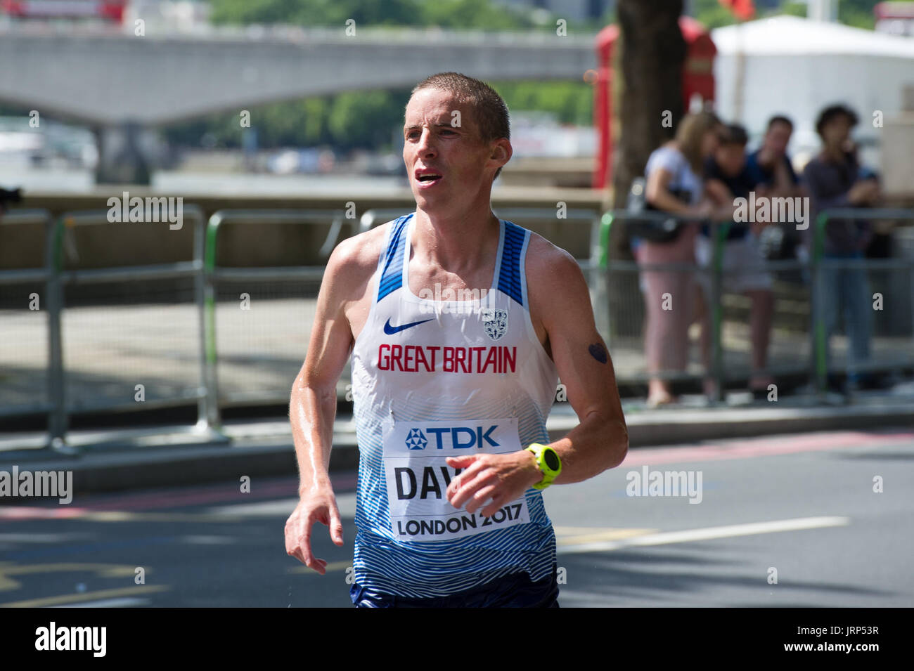 London, Großbritannien. 6. August 2017. Andrew Davies (Großbritannien) bei der IAAF Leichtathletik Weltmeisterschaften der Männer Marathon Credit: Phil schlucken Fotografie/Alamy leben Nachrichten Stockfoto