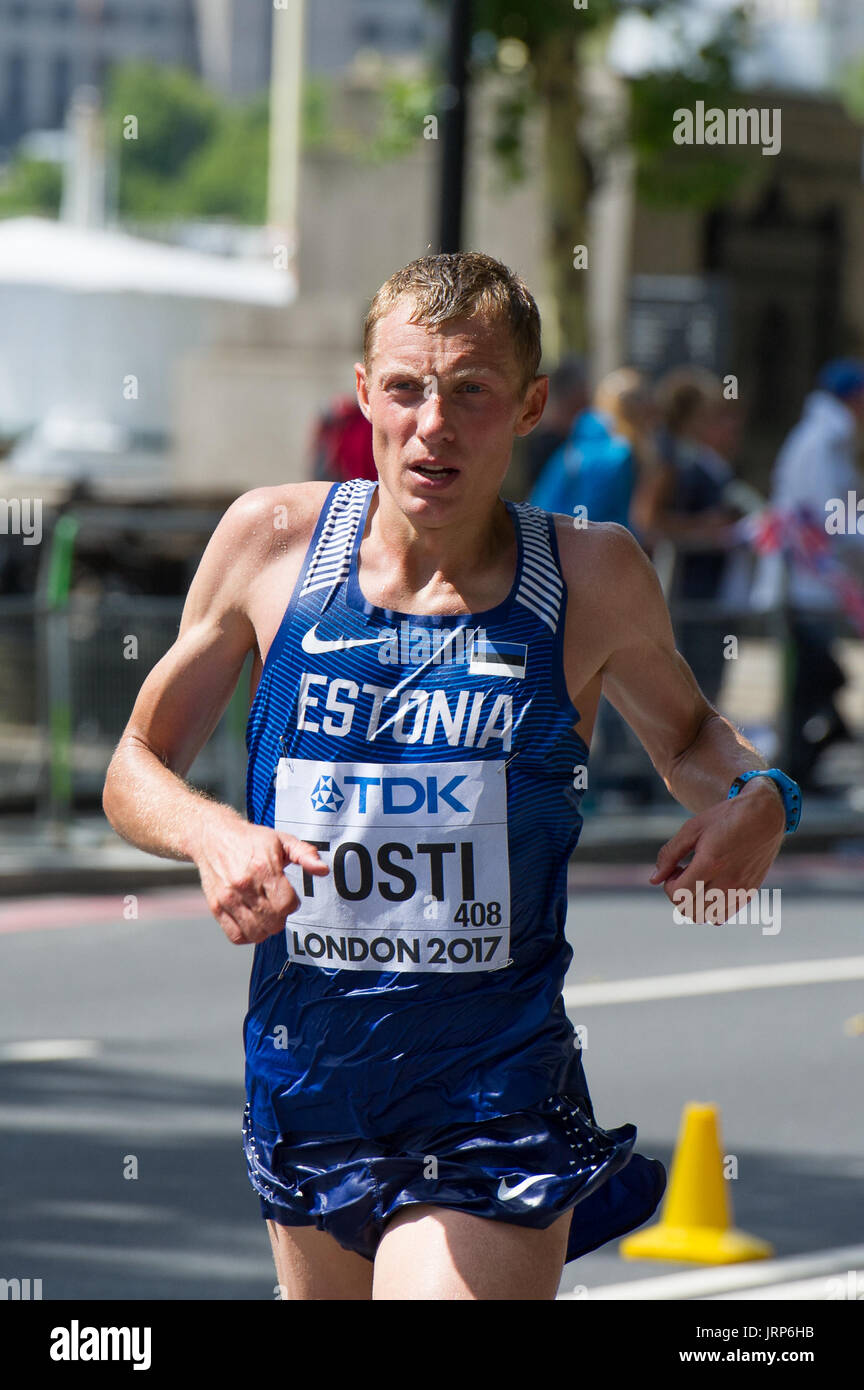 London, UK. 6. August 2017. Roman Fosti (Estland) an die IAAF Leichtathletik Weltmeisterschaften Herren Marathon Rennen Credit: Phil Swallow Fotografie/Alamy Live-Nachrichten Stockfoto