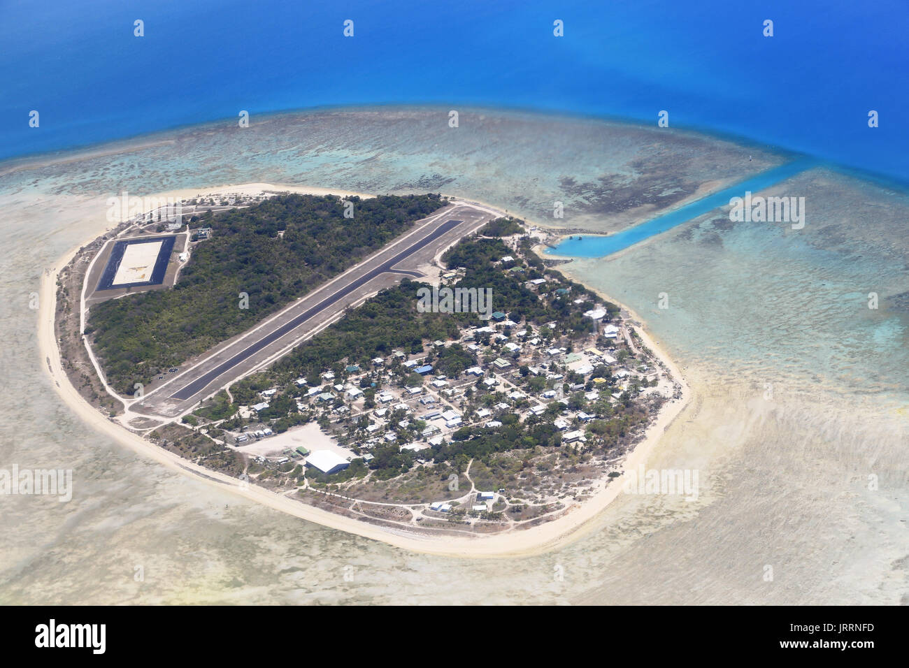 Luftaufnahme von warraber (Sue) Insel, Torres Strait Stockfoto