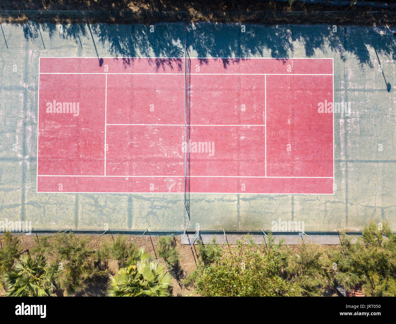 Luftaufnahme von einen Tennisplatz Stockfoto
