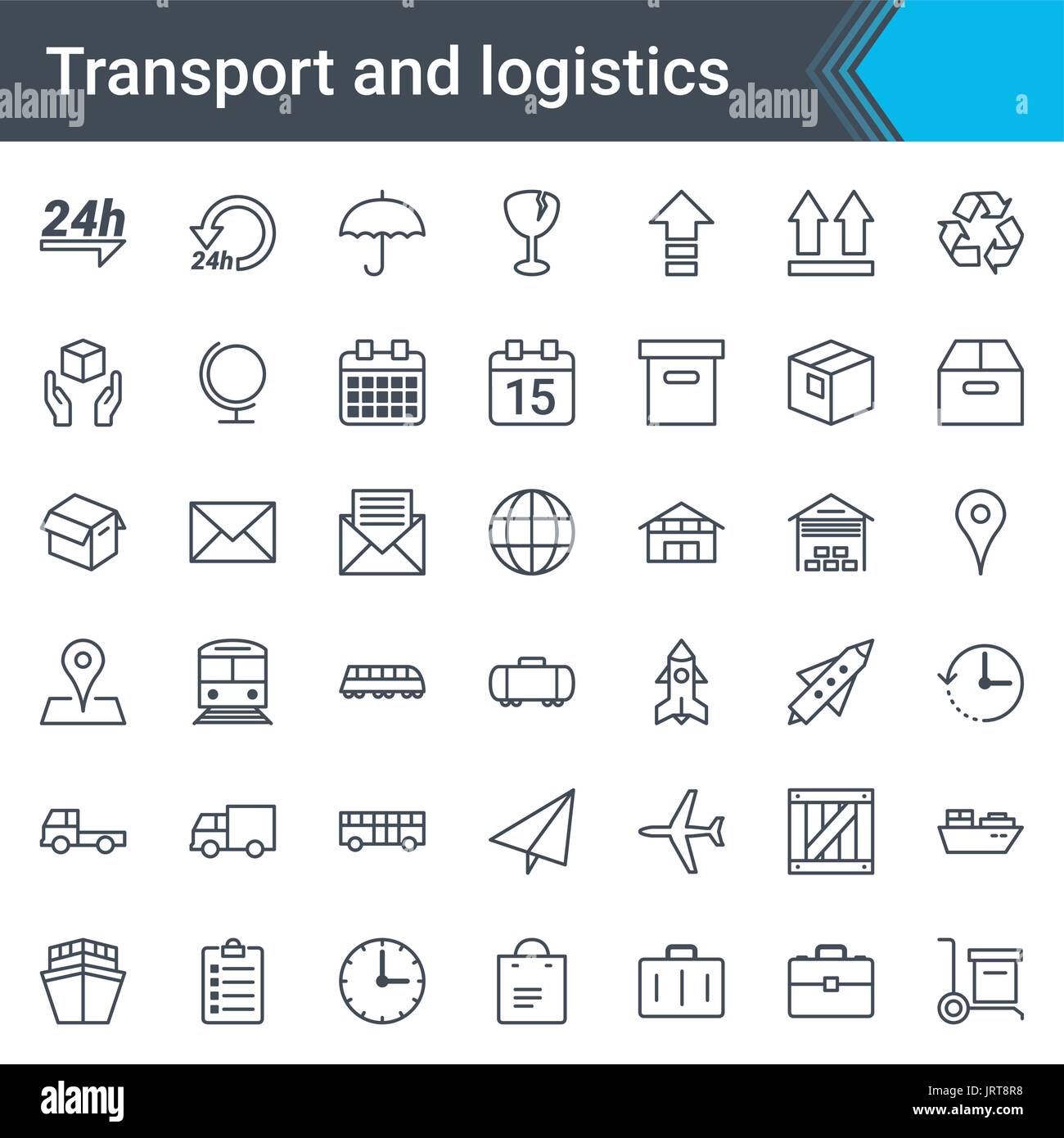 Transport und Logistik-einfache dünne Icon-Set isoliert auf weißem Hintergrund Stock Vektor