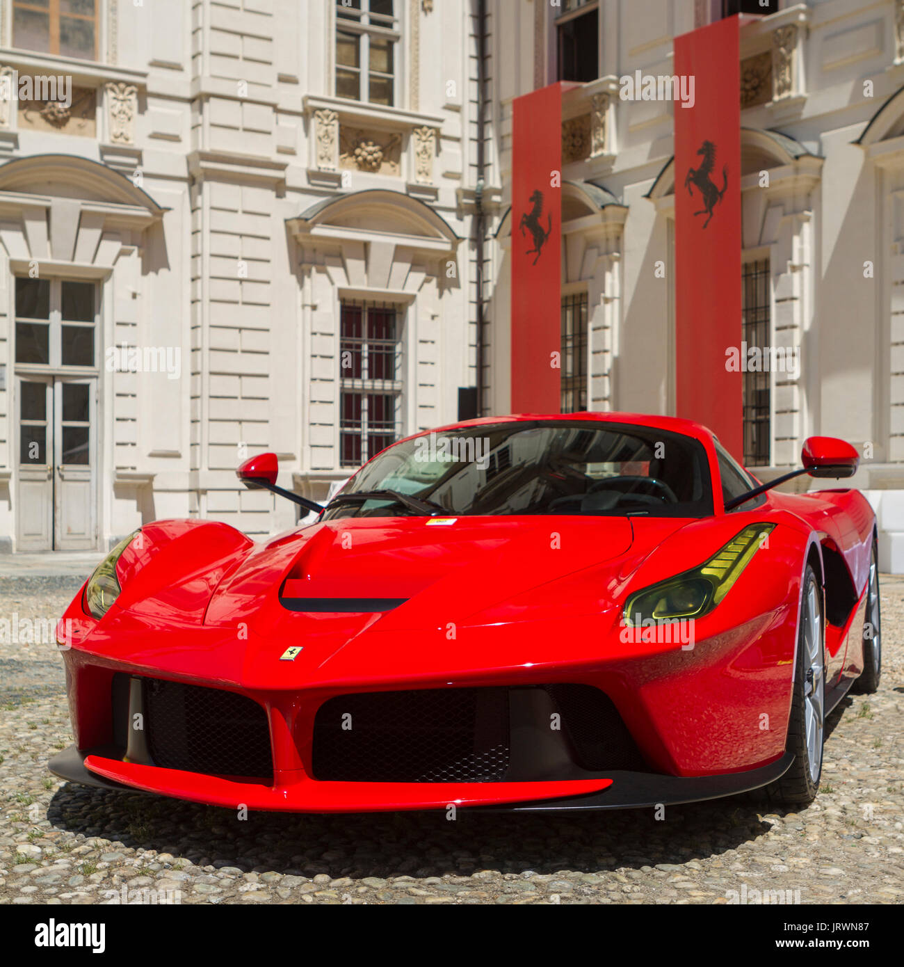 Ein Ferrari LaFerrari auf Ausstellung bei Valentino Schloss während Parco Valentino Car Show Stockfoto