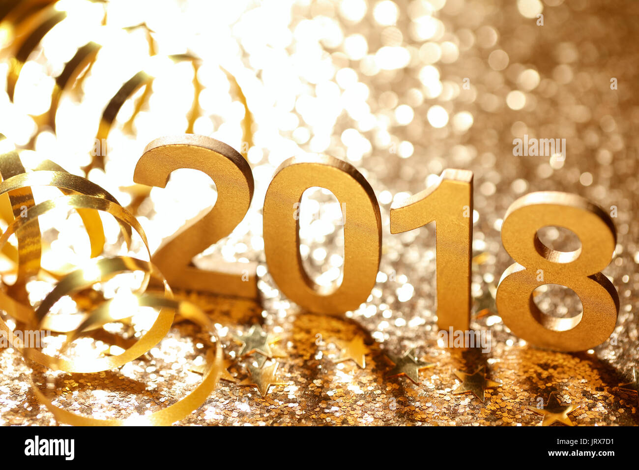 Neue Jahr 2018 Dekoration, Nahaufnahme Stockfoto