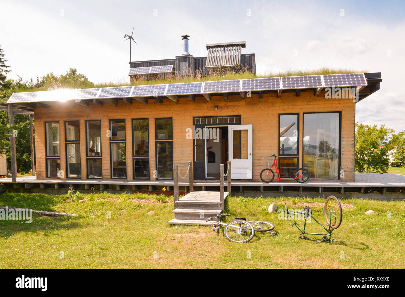 Habitat 07 umweltfreundliche nachhaltige Gebäude, Bale-St-Paul, Quebec, Kanada Stockfoto