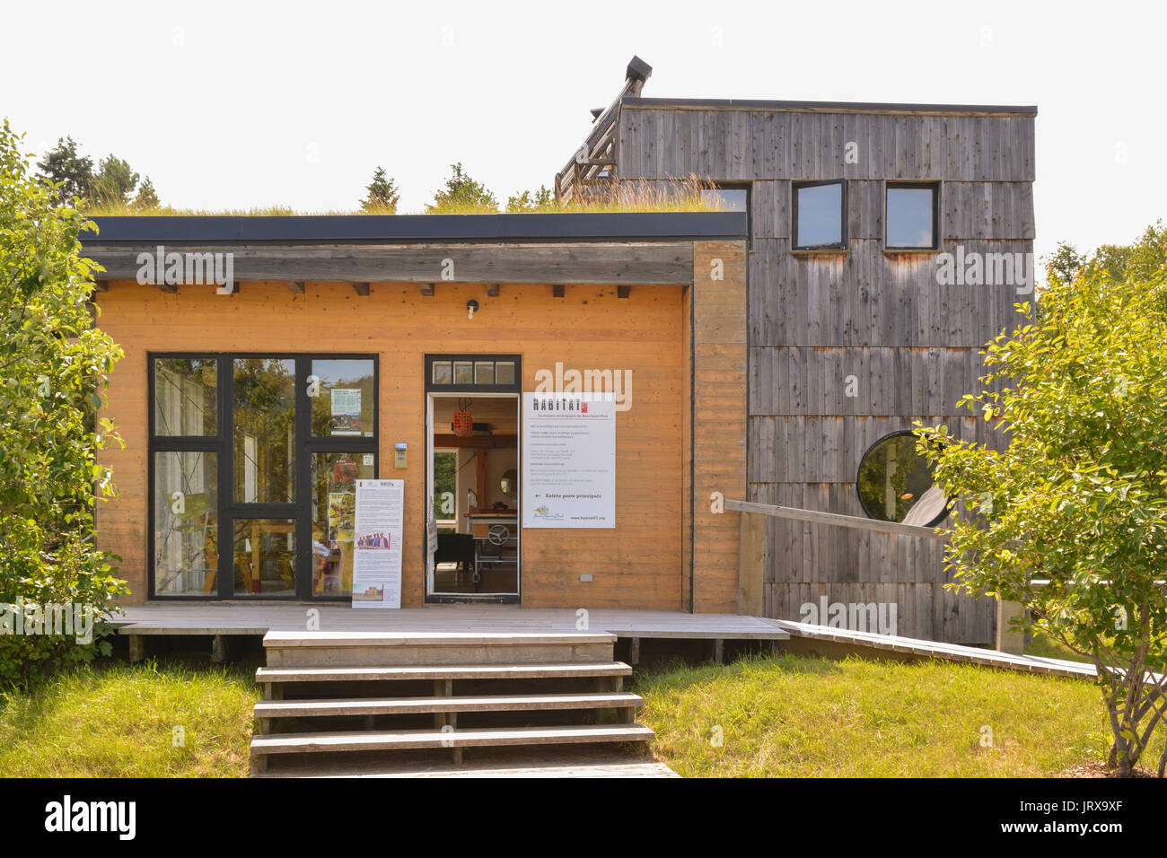 Habitat 07 umweltfreundliche nachhaltige Gebäude, Bale-St-Paul, Quebec, Kanada Stockfoto