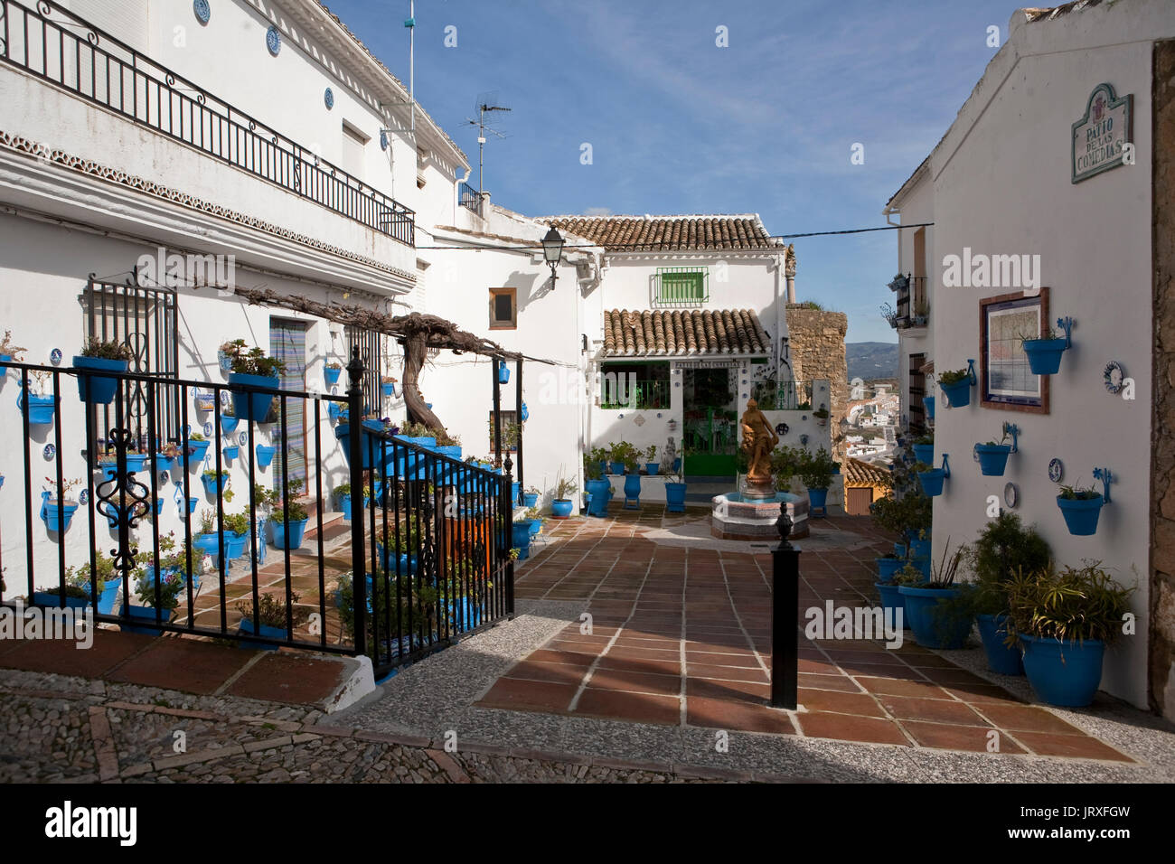 der Hof von den Komödien, Iznajar, Provinz Córdoba, Andalusien, Spanien Stockfoto