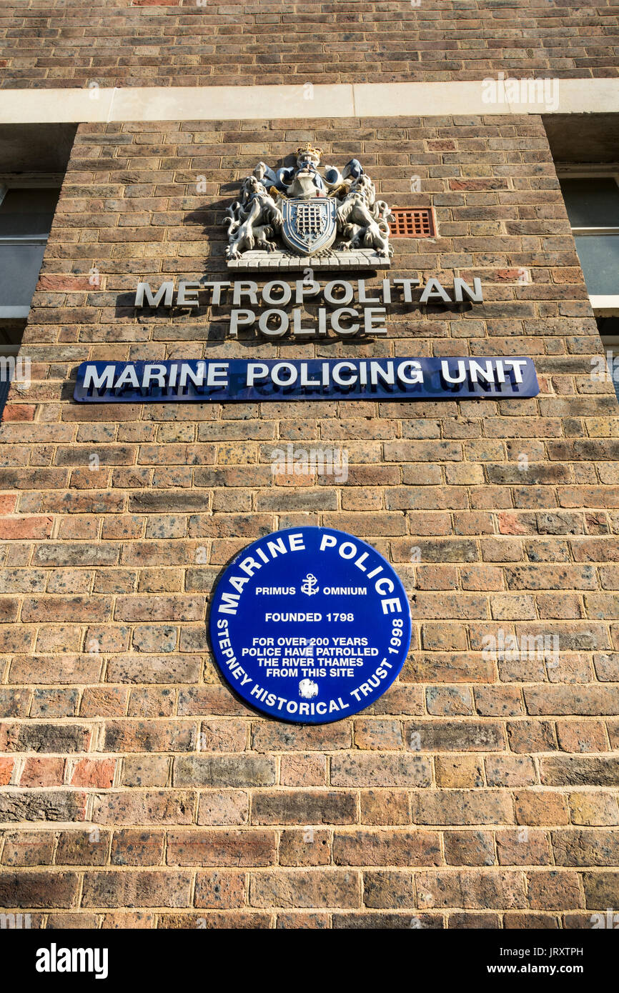 Die Metropolitan Police Marine Policing Unit Hauptsitz in Wapping, London, UK Stockfoto