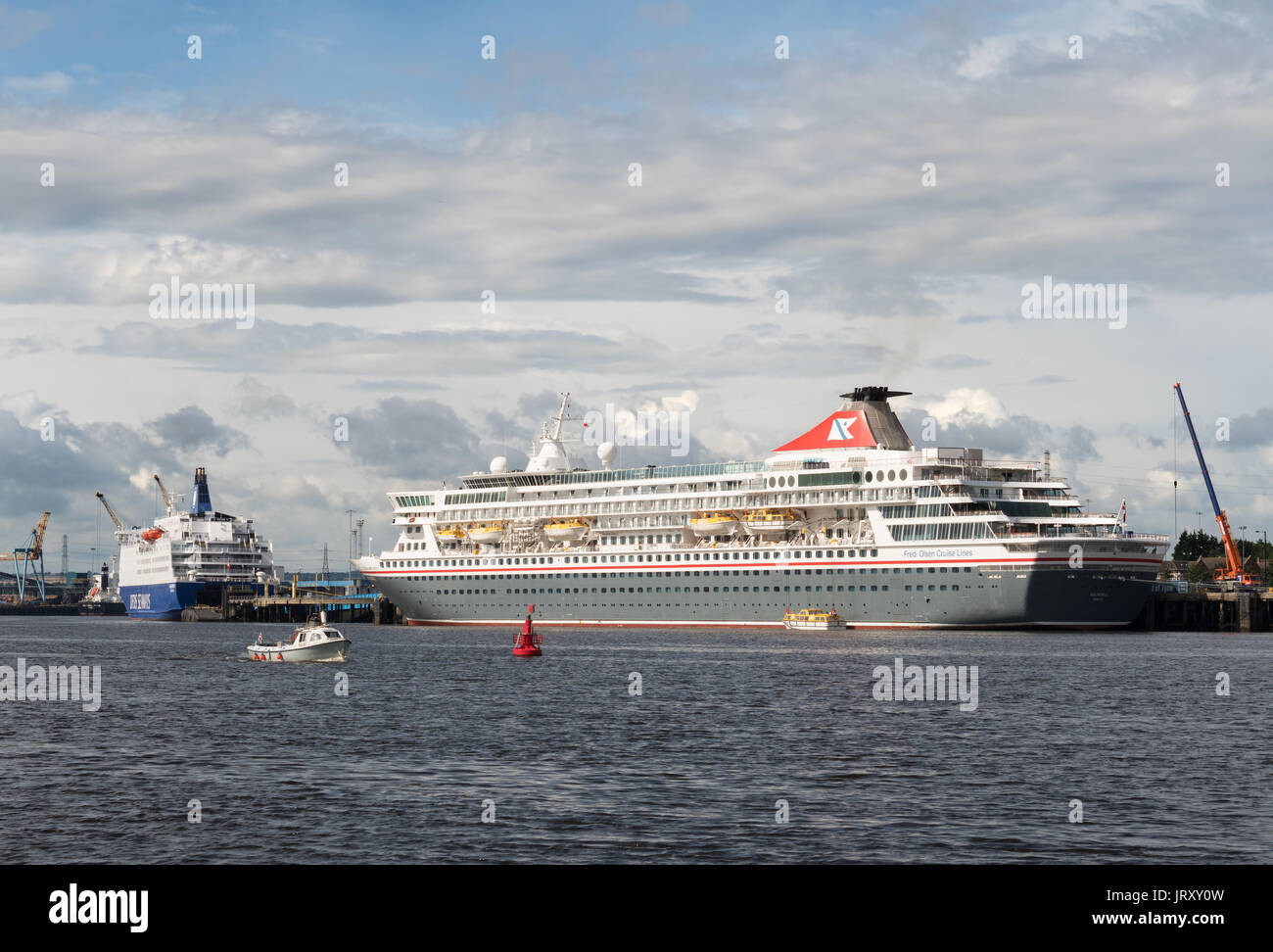 Fred Olsen Cruise Lines Schiff Balmoral liegt in North Shields auf den Fluss Tyne, England, Großbritannien Stockfoto