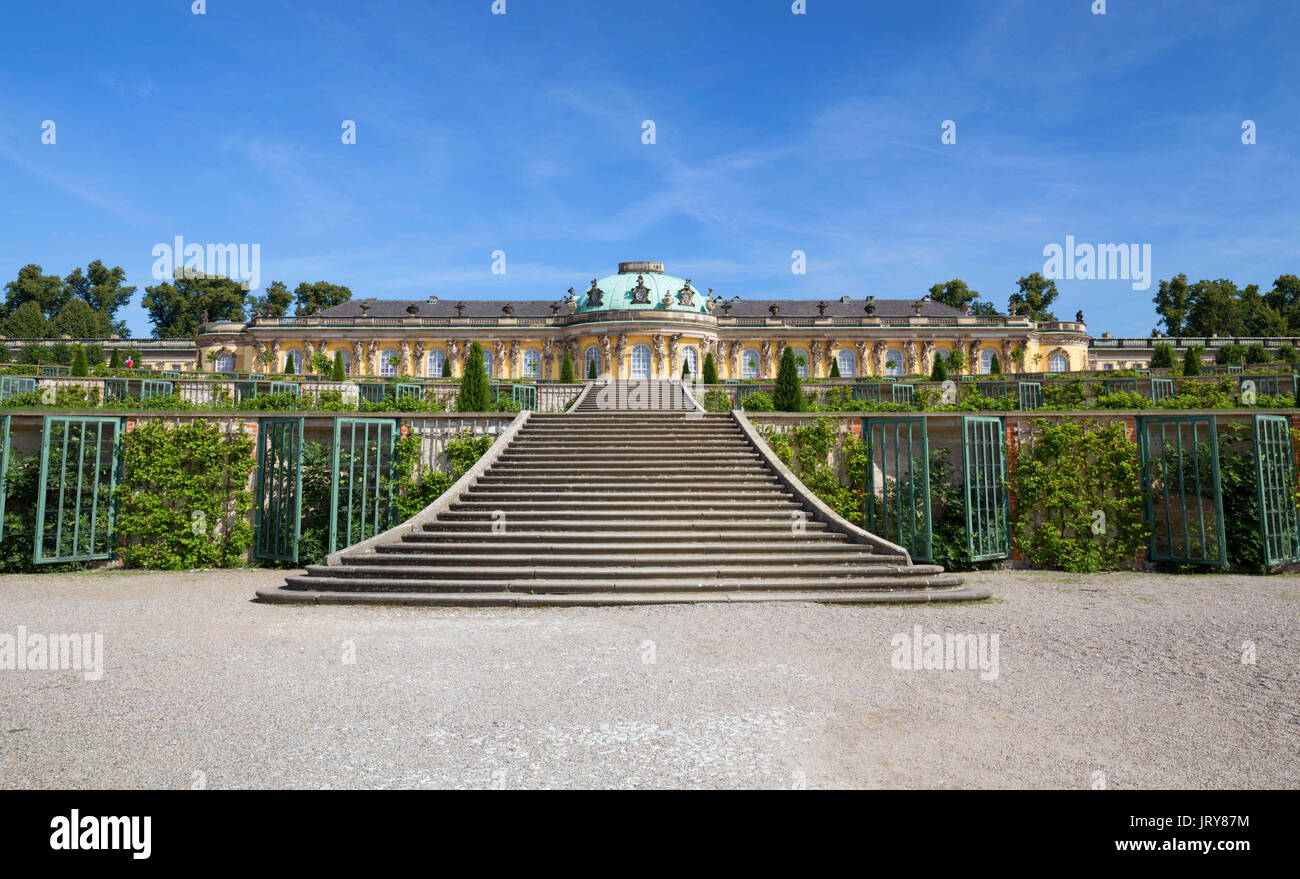 Historische Gärten und das Schloss Sanssouci in Potsdam Stockfotografie