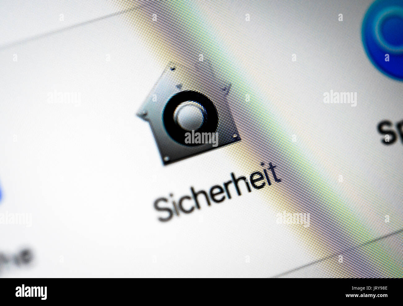 Sicherheit, Einstellungen, Mac OS, Makroaufnahme, Detail, Vollbild, Screenshot Stockfoto