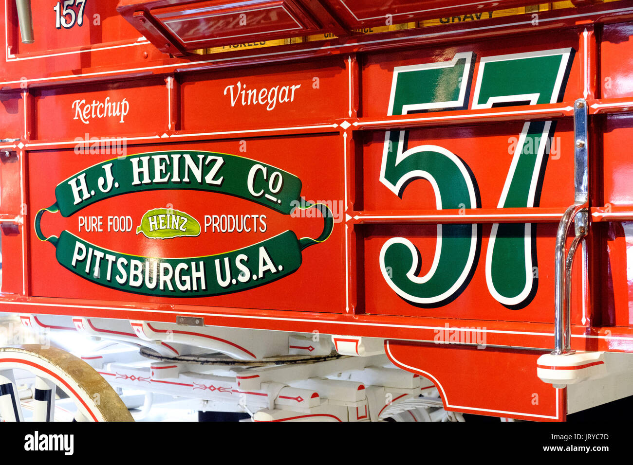 Renovierte Heinz Kraftheber wagen, Ende des 19. Jahrhunderts, in der Heinz History Center, Pittsburgh, USA Stockfoto