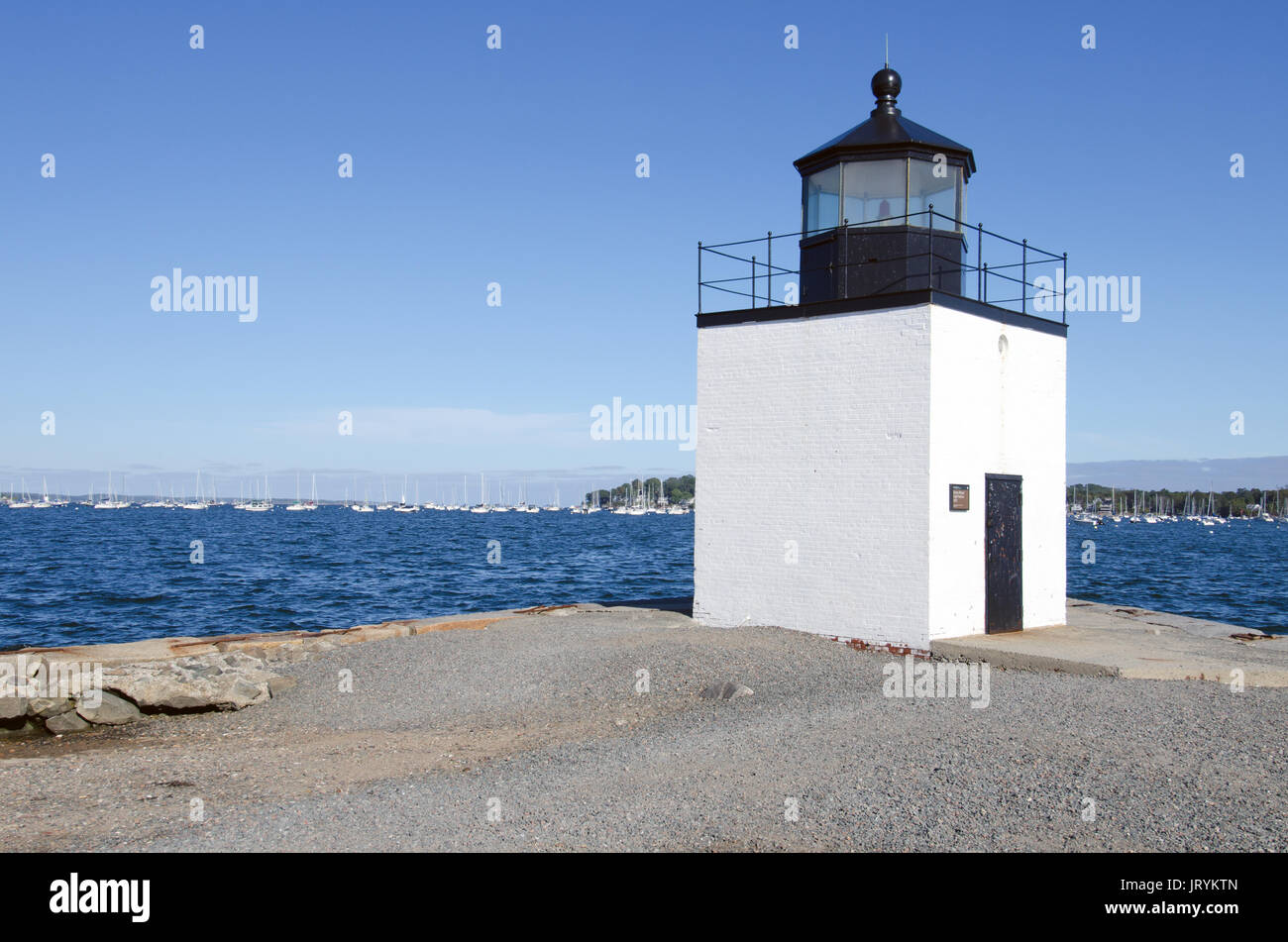 Derby Wharf Leuchtturm Teil des Salem National Historic Site Salem, Massachusetts auf einer klaren. blue sky sonnigen Tag. USA Stockfoto