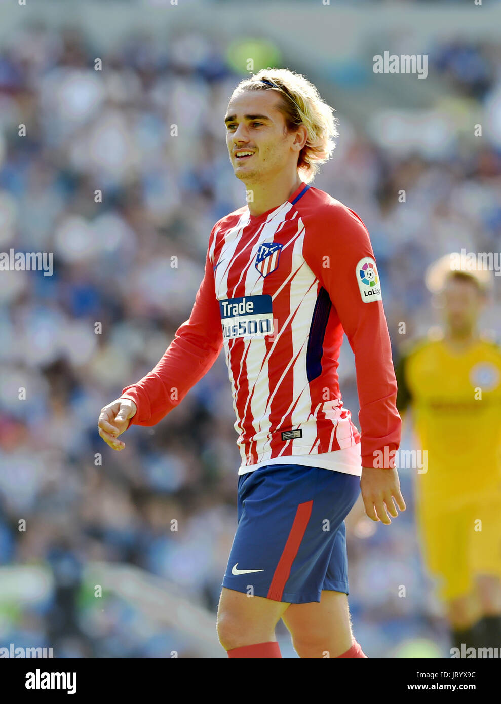 Antoine Griezmann Von Atletico Madrid Wahrend Das Freundschaftsspiel Zwischen Brighton Und Hove Albion Und Atletico Madrid In Der American Express Community Stadion In Brighton Und Hove 06 Aug 17 Stockfotografie Alamy