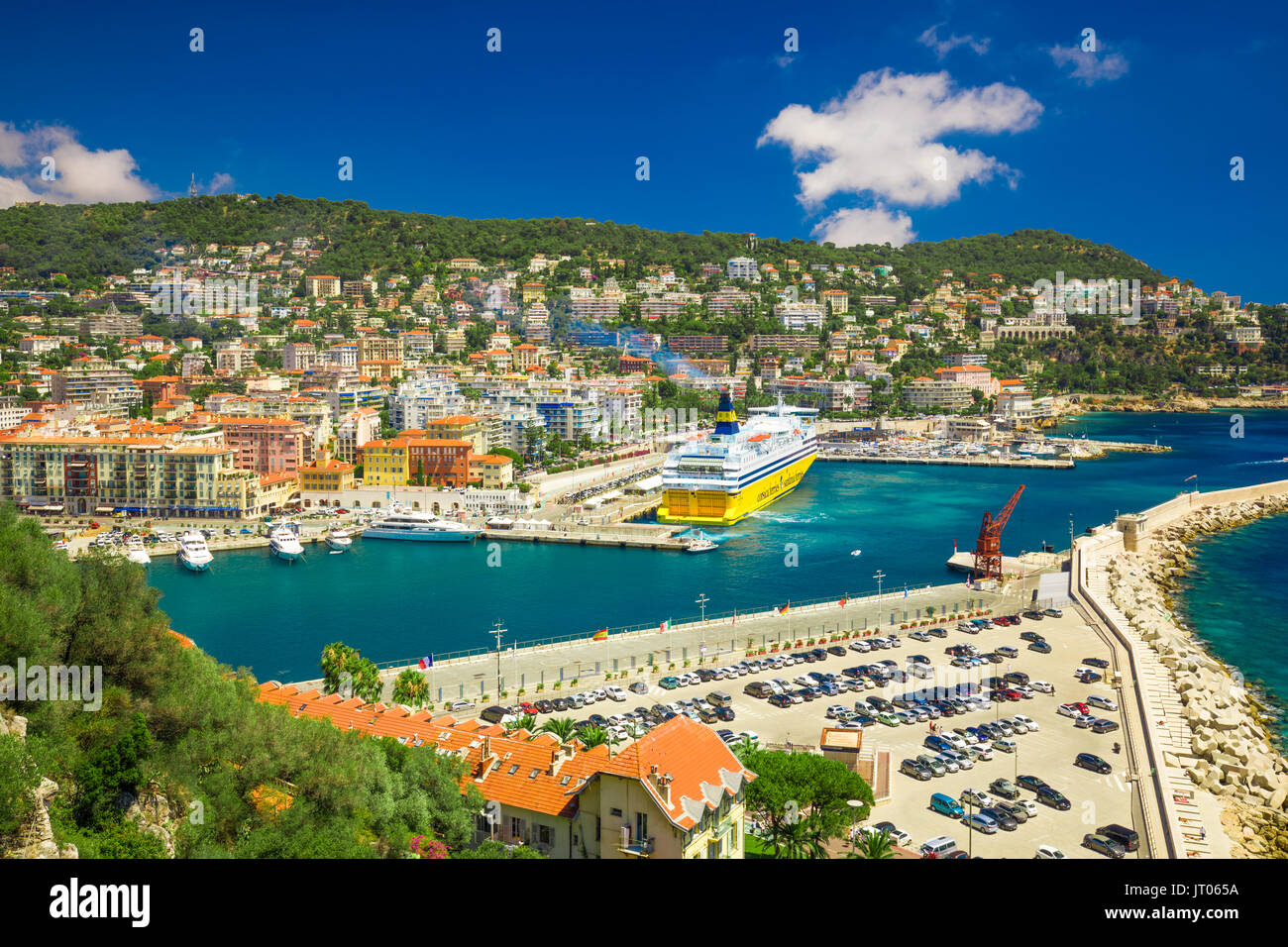 Korsika Fähre in den Hafen von Nizza, Côte d'Azur, Frankreich, Europa. Stockfoto