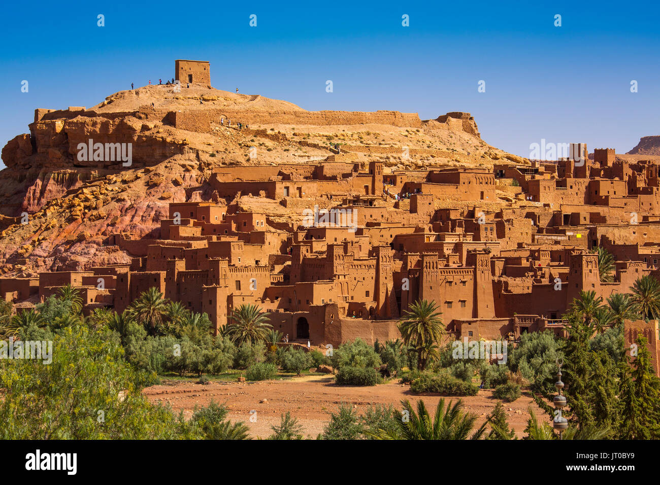 Ksar Ait Benhaddou, alte Berber adobe-brick Dorf oder Kasbah, Ouarzazate Provinz. UNESCO-Weltkulturerbe. Marokko, Maghreb Nordafrika Stockfoto