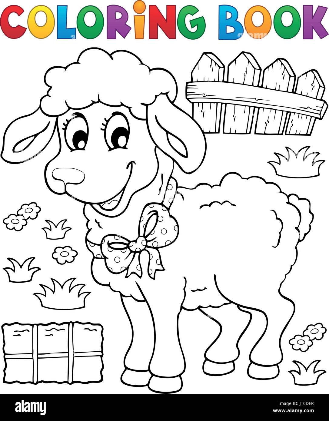 Malvorlagen Schaf Buchthema 3 - eps10-Vektor-Illustration. Stock Vektor