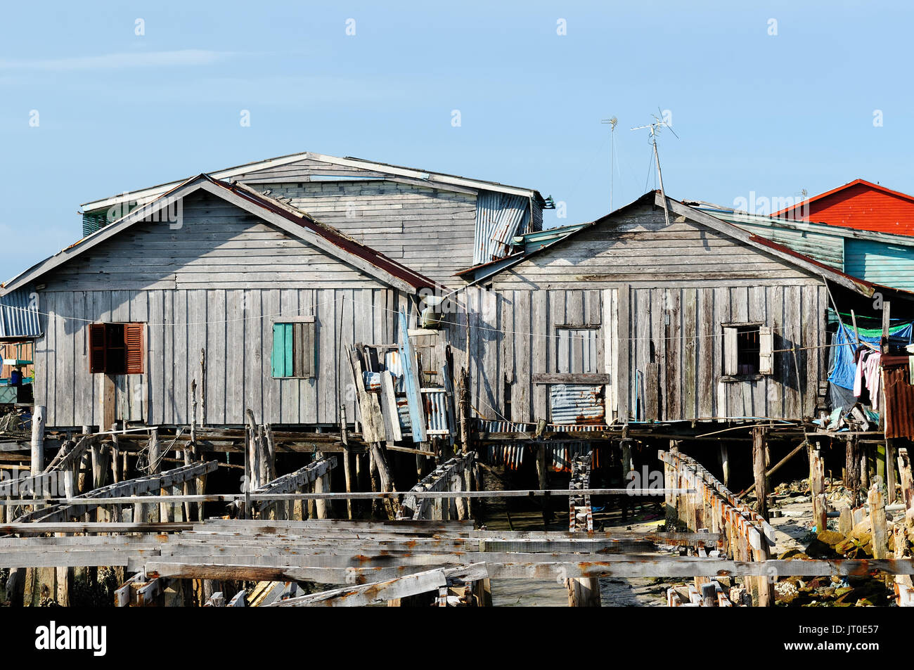 Kambodscha. Koh Sdach Insel in der Nähe der wunderschönen Küste Botum Sakor-Nationalpark. Fischer Holz Haus Stockfoto