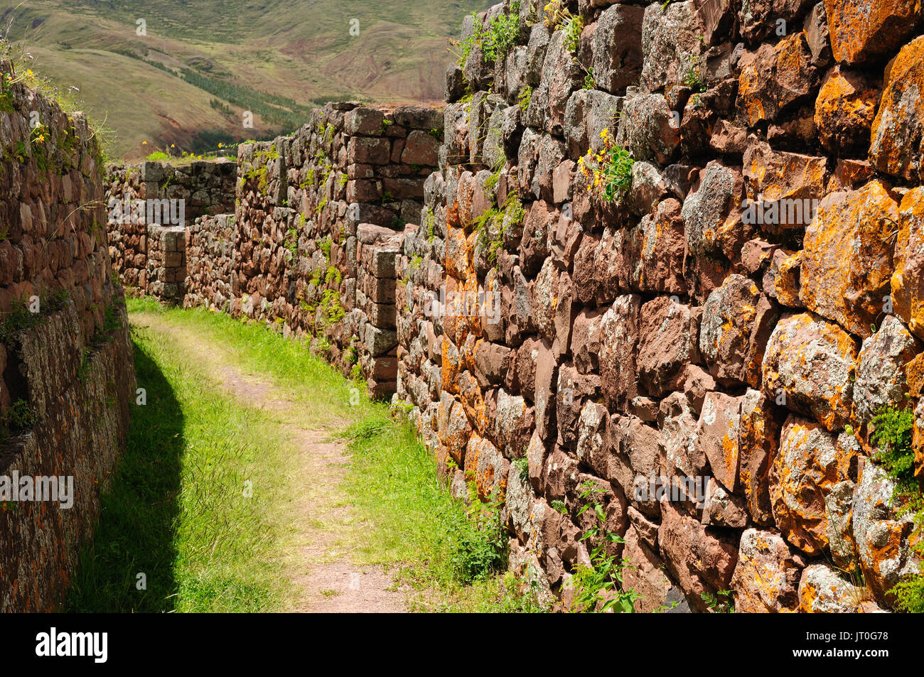 Peru, Pisac () - Inka Ruinen von Pisaq im Heiligen Tal in den peruanischen Anden. Stockfoto