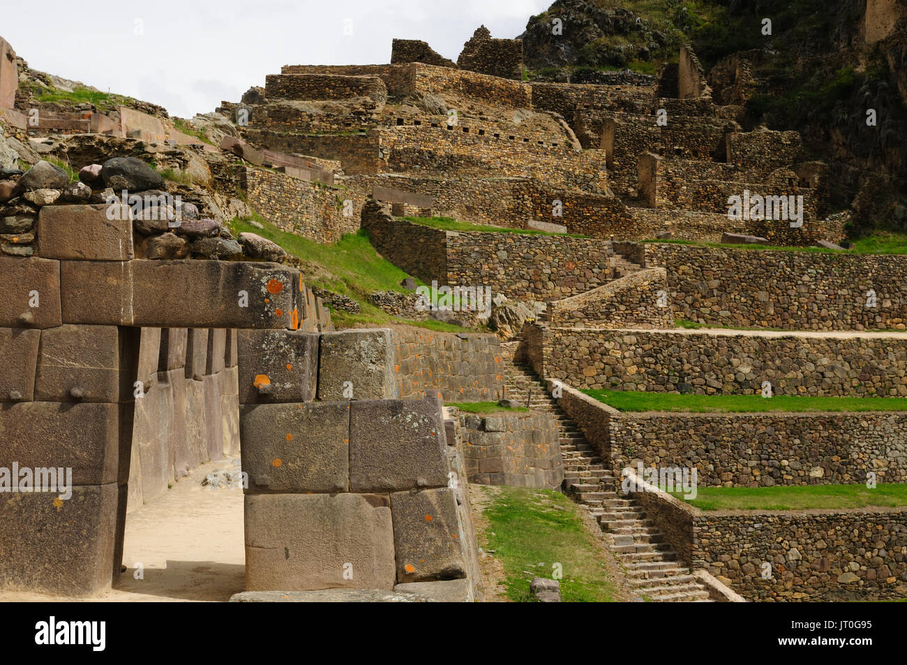 Peru, Arequipa - Inka Festung im Heiligen Tal in den peruanischen Anden. Das Bild zeigt das Tor zur Sonne Tempel Stockfoto