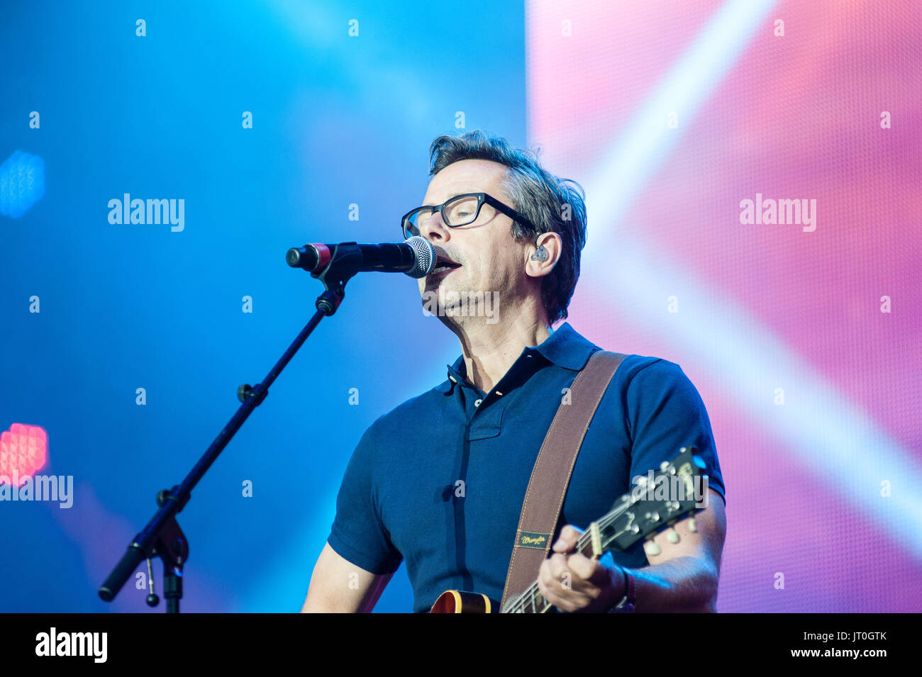 Nick Heyward spielt Zurückspulen North Festival, Arley Hall, Cheshire 06 August, 2017. Stockfoto