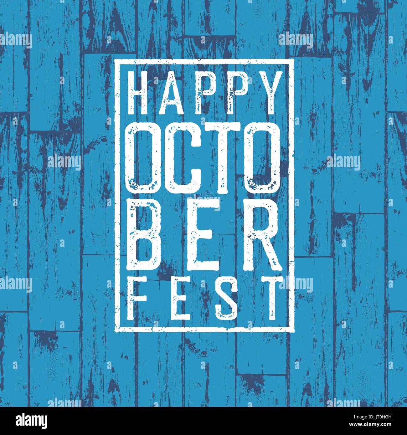 Glücklich Oktoberfest. Blauer Hintergrund aus Holz. Party Einladung Urlaubsvertretungen Stock Vektor