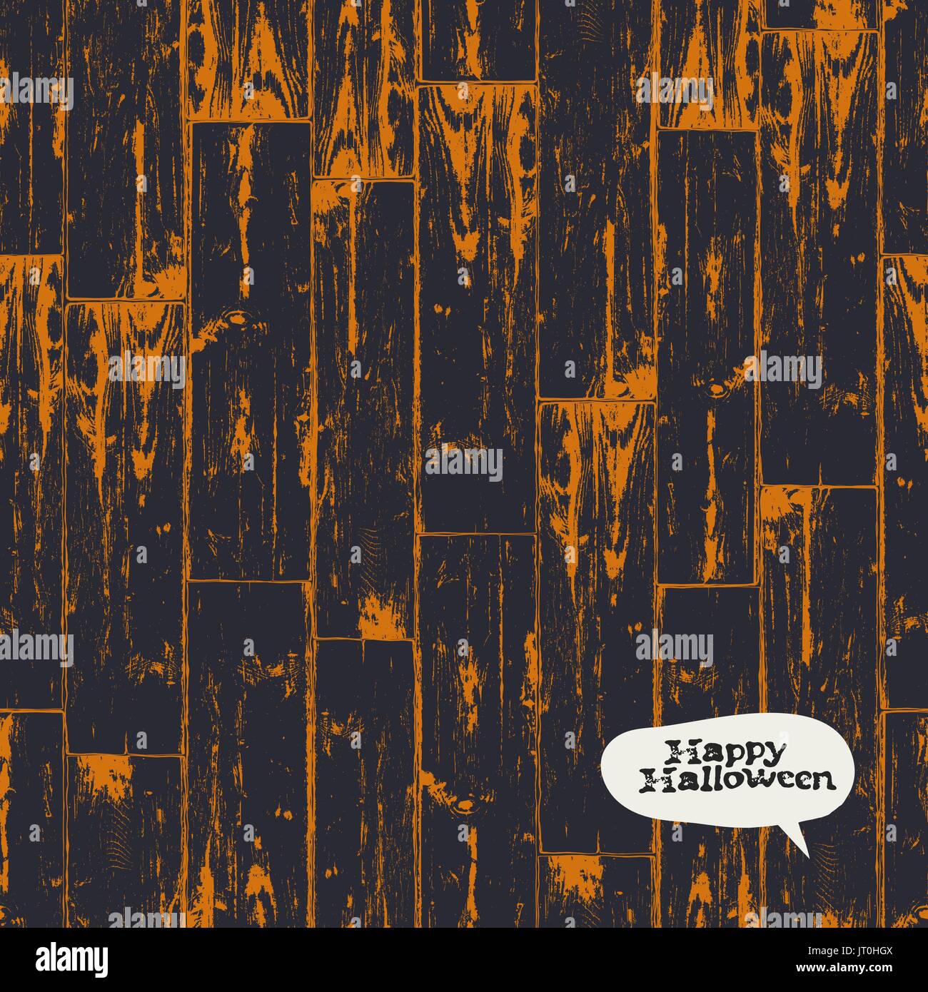 Halloween-nahtlose Muster-Vektor-Illustration. 31 Oktober-Urlaub-Hintergrund. Halloween-Urlaub aus Holz farbig hinterlegt. Stock Vektor