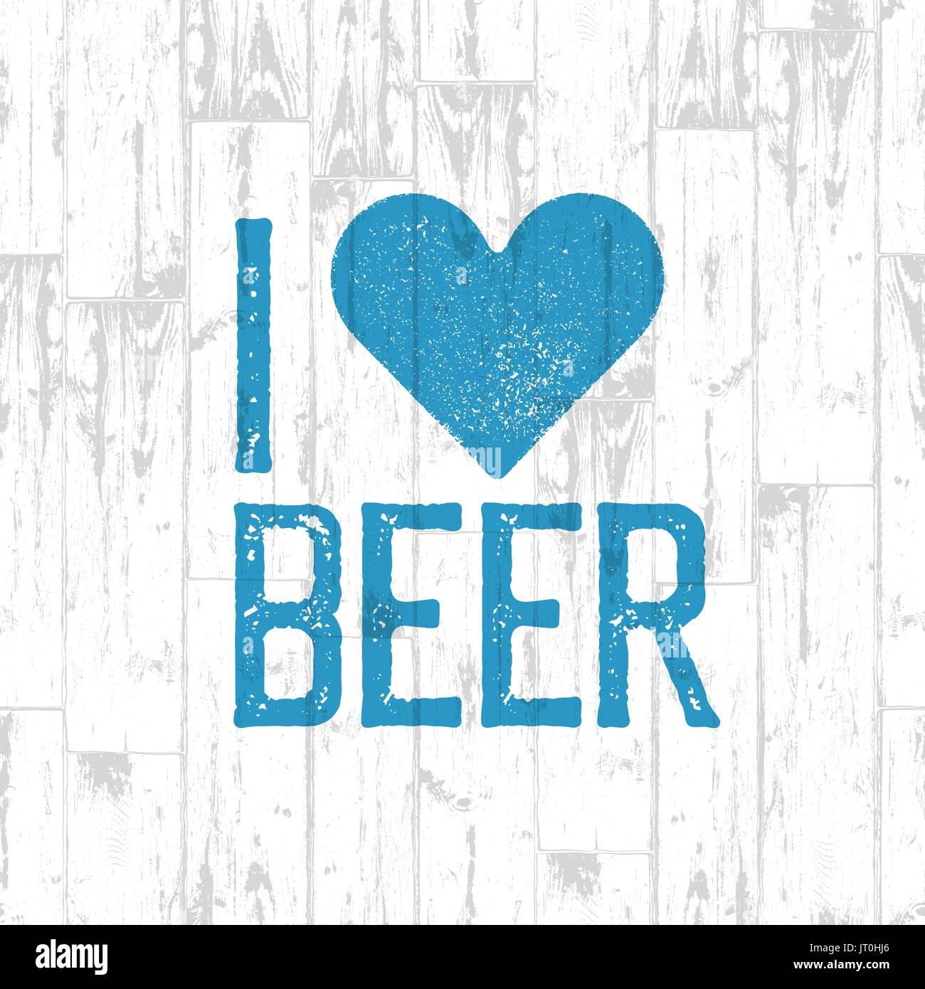 Ich liebe Bier. Oktoberfest Plakat. Blauer Hintergrund aus Holz. Party Einladung Urlaubsvertretungen Stock Vektor