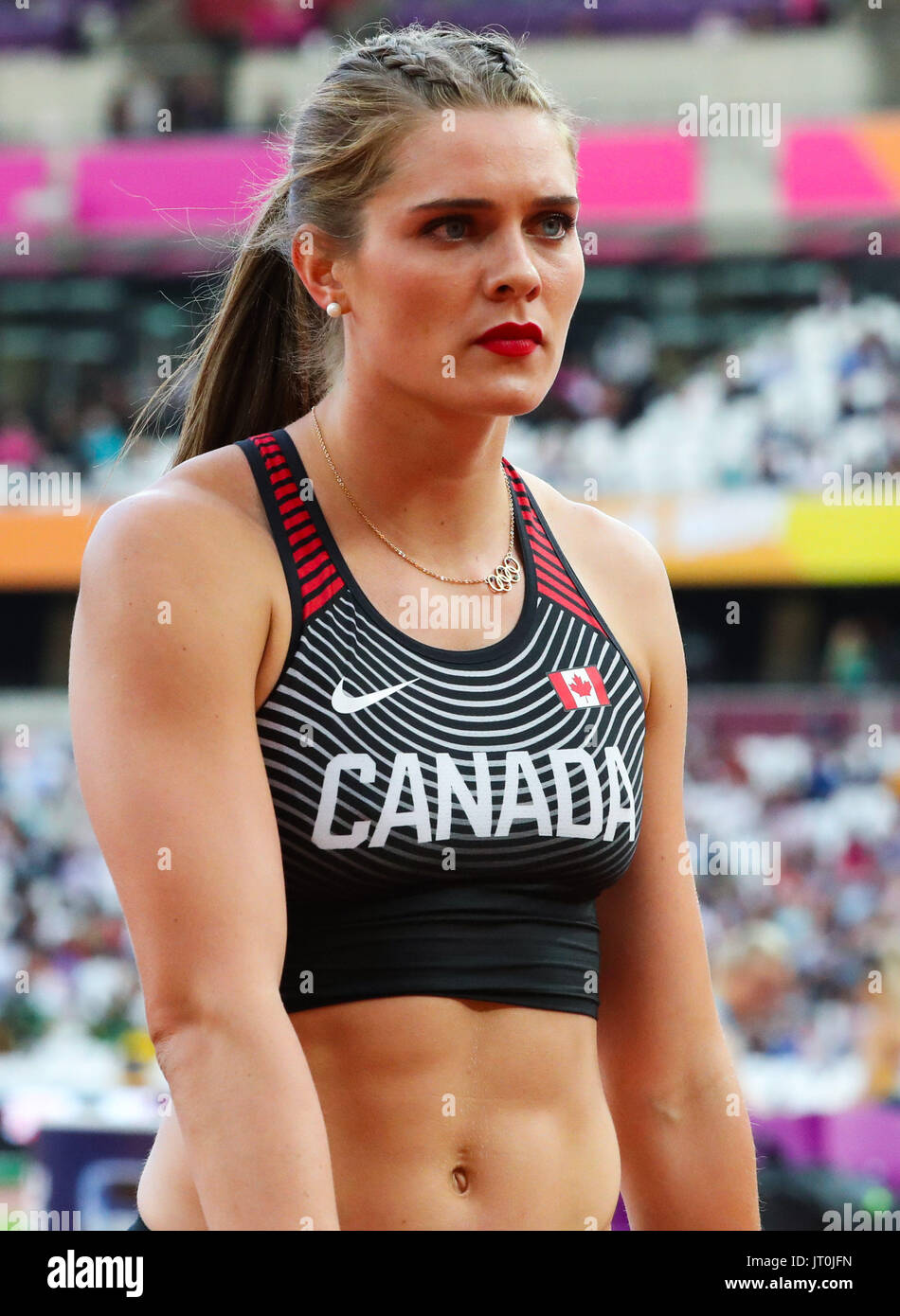 London, 06. August 2017. Kanadische Sprungkurve Alysha Newman, während der Frauen-Finale am dritten Tag der IAAF London 2017 World Championships im London Stadium. © Paul Davey. Stockfoto