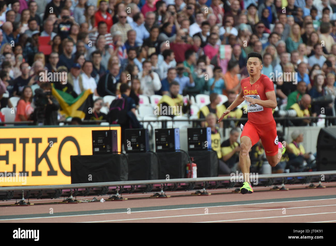 Zhenye XIE, China, während der 100-Meter-Halbfinale im London Stadium in London am 5. August 2017 an die IAAF World Championships Athletics 2017. Stockfoto