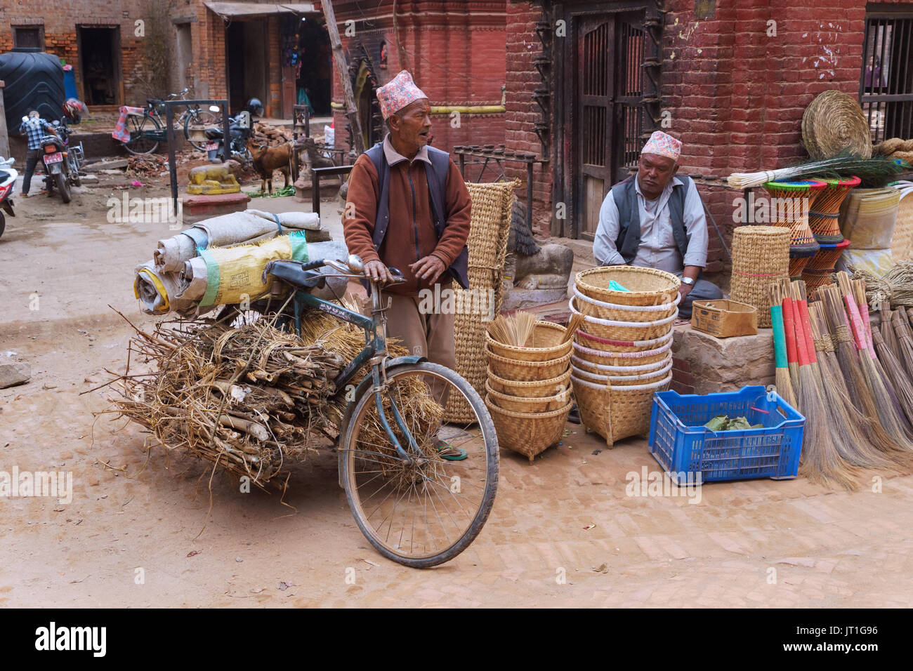 Street Scene, Bhaktapur, Nepal. Stockfoto