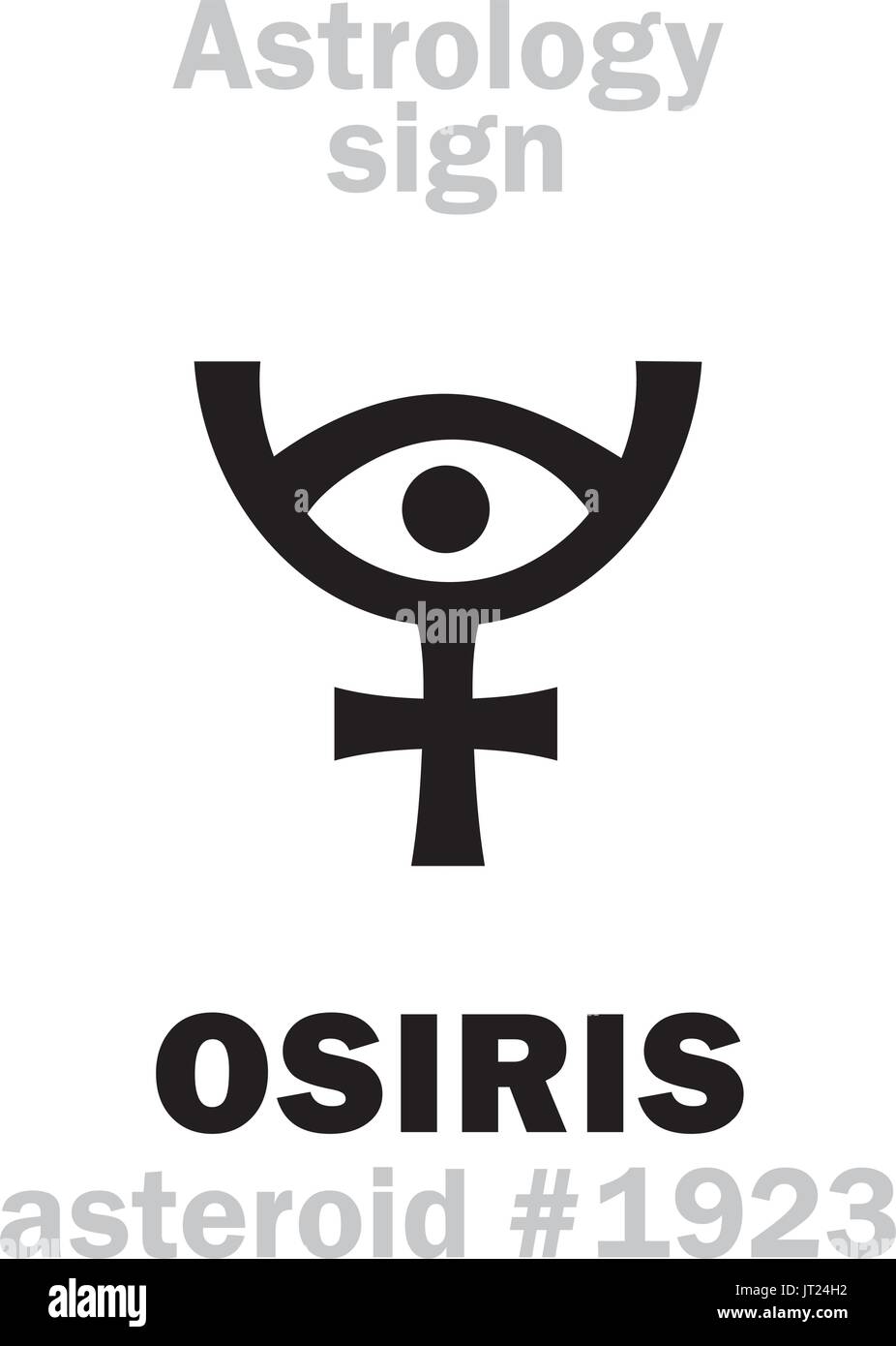 Astrologie-Alphabet: OSIRIS (Usir), Asteroid #1923. Hieroglyphen Charakter Zeichen (einzelnes Symbol). Stock Vektor