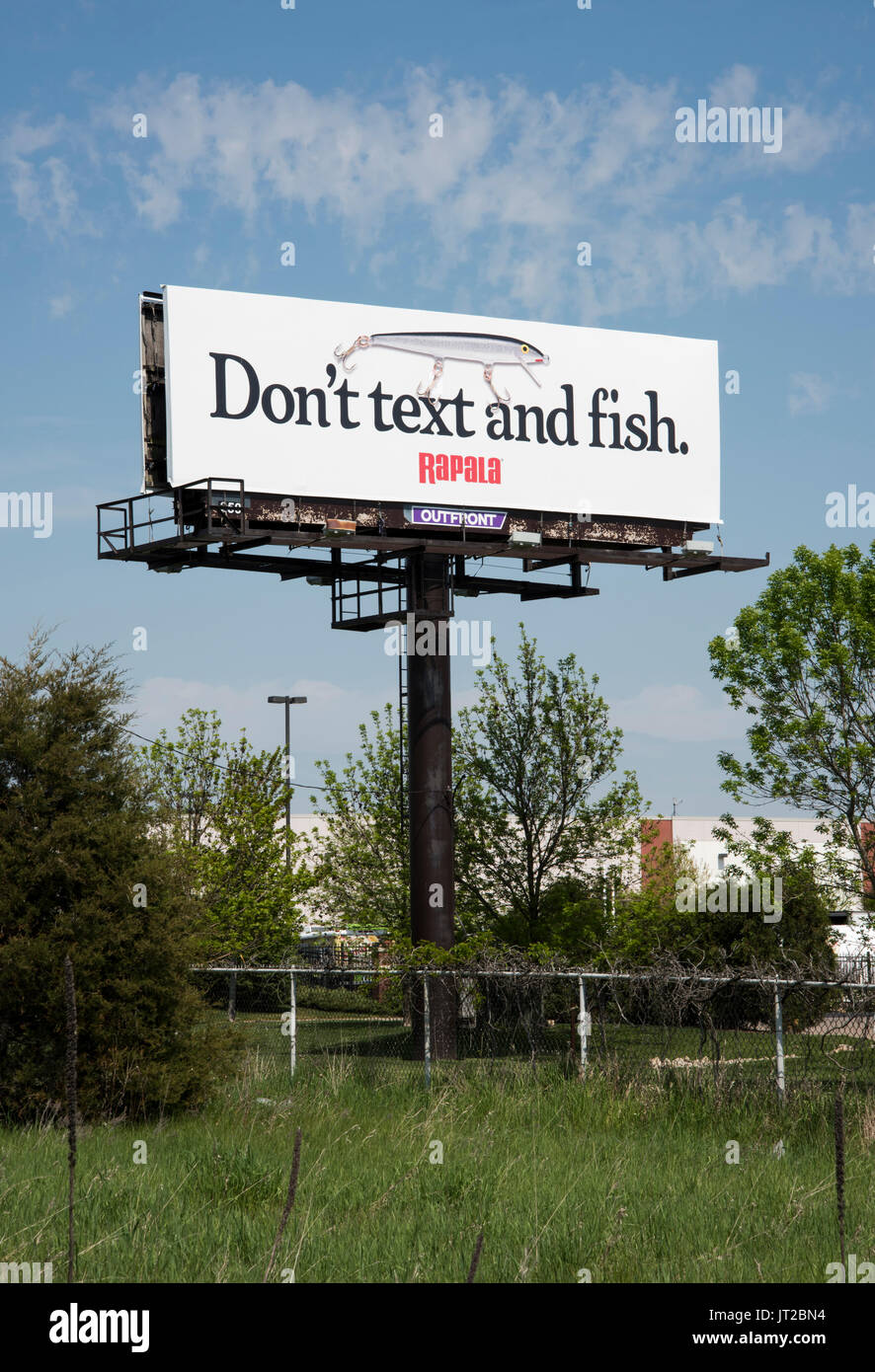 Lino Lakes, Minnesota. Text nicht und Fisch. Eine öffentliche Bekanntmachung durch Rapala. Stockfoto